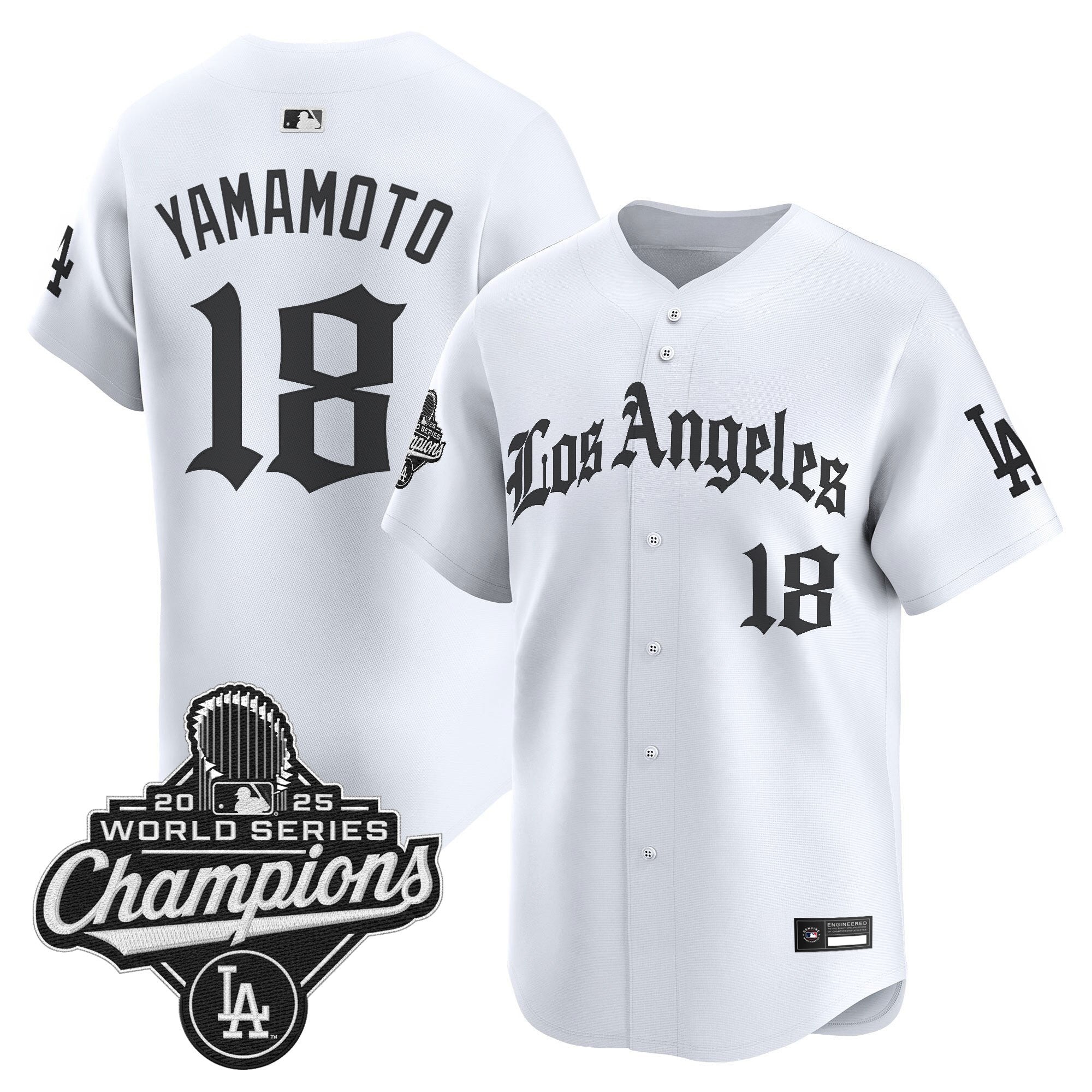 Men's Dodgers 2025 World Series Champions Vapor Premier Limited Jersey V2 - LA Gothic Edition - All Stitched