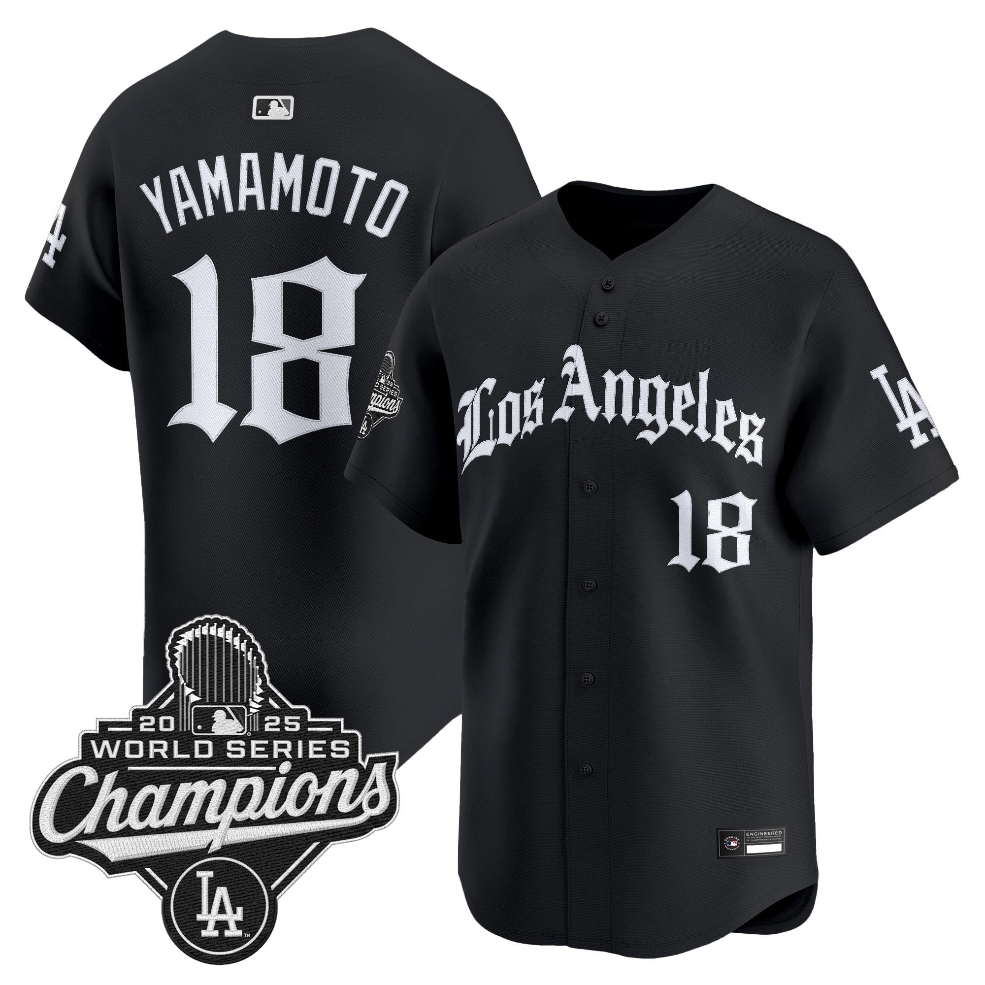 Men's Dodgers 2025 World Series Champions Vapor Premier Limited Jersey V2 - LA Gothic Edition - All Stitched