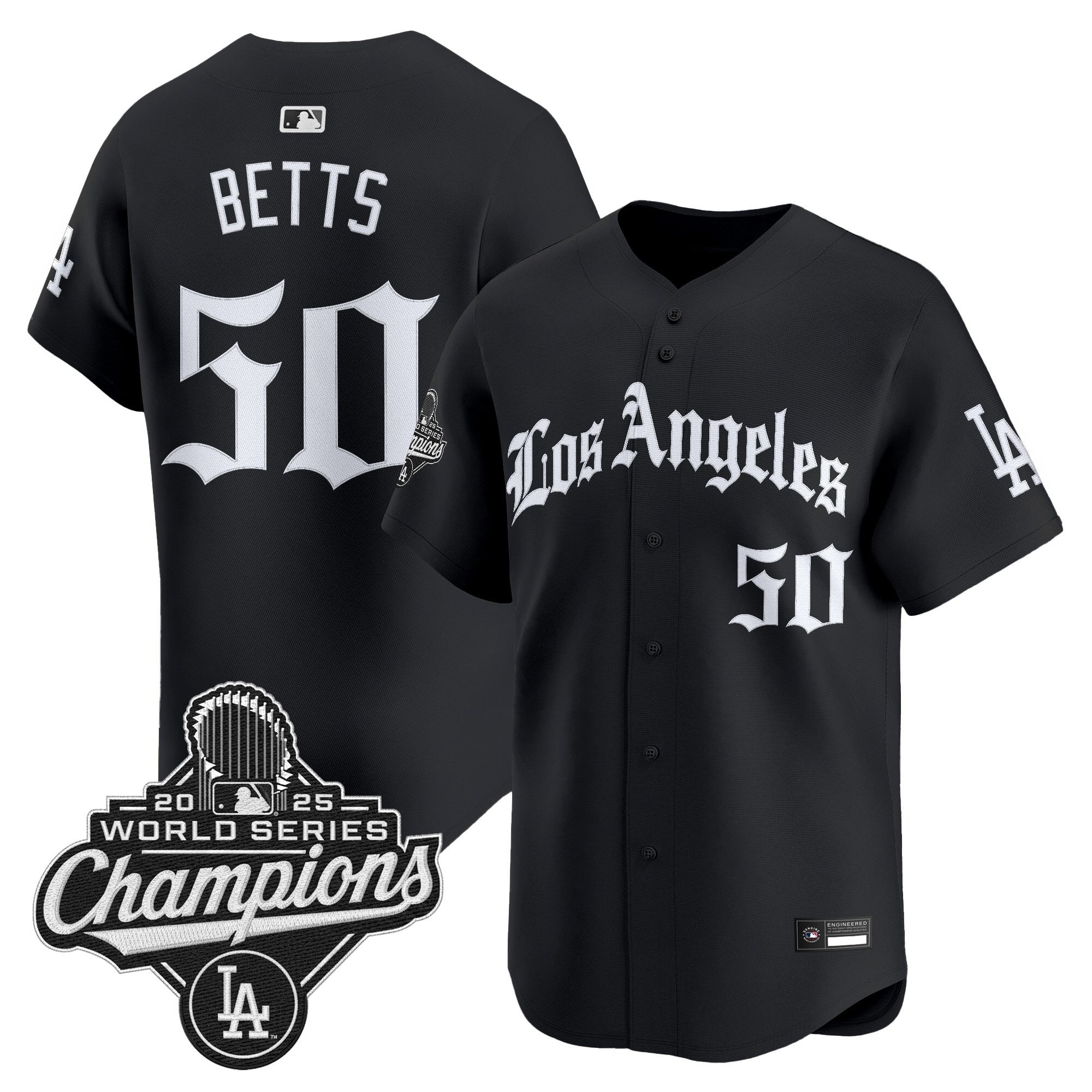 Men's Dodgers 2025 World Series Champions Vapor Premier Limited Jersey V2 - LA Gothic Edition - All Stitched