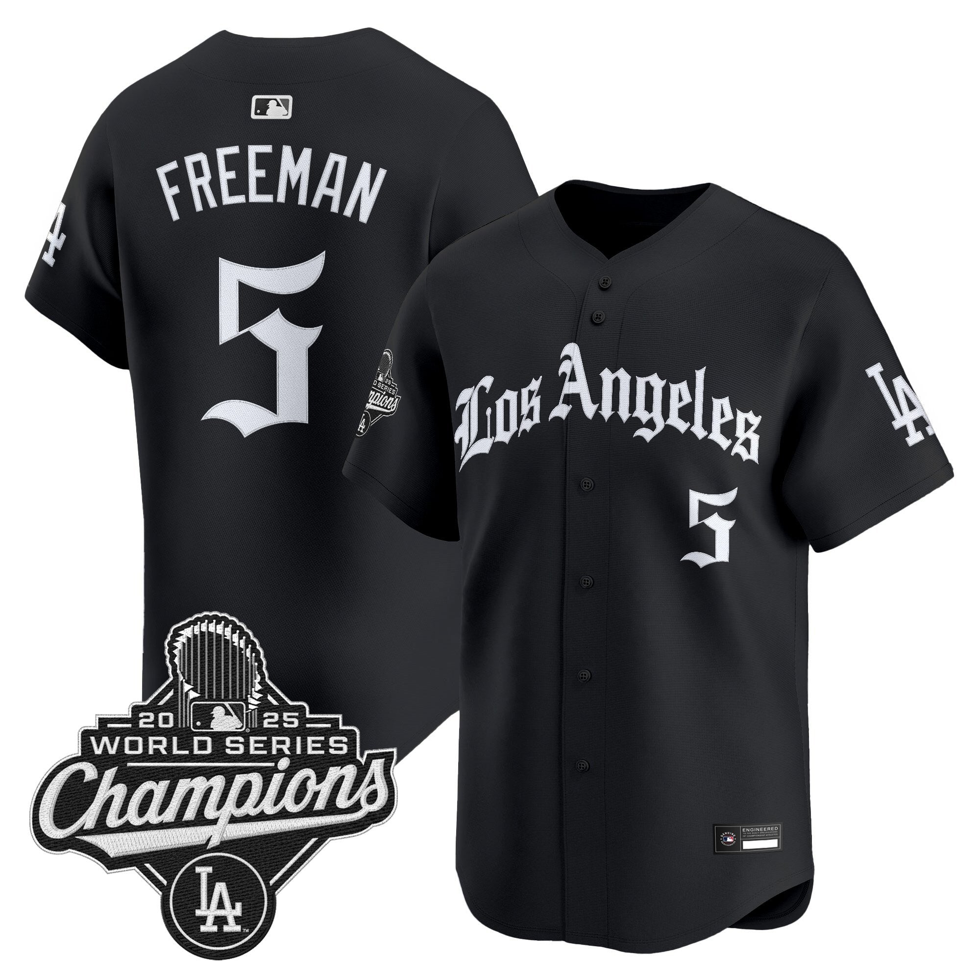 Men's Dodgers 2025 World Series Champions Vapor Premier Limited Jersey V2 - LA Gothic Edition - All Stitched