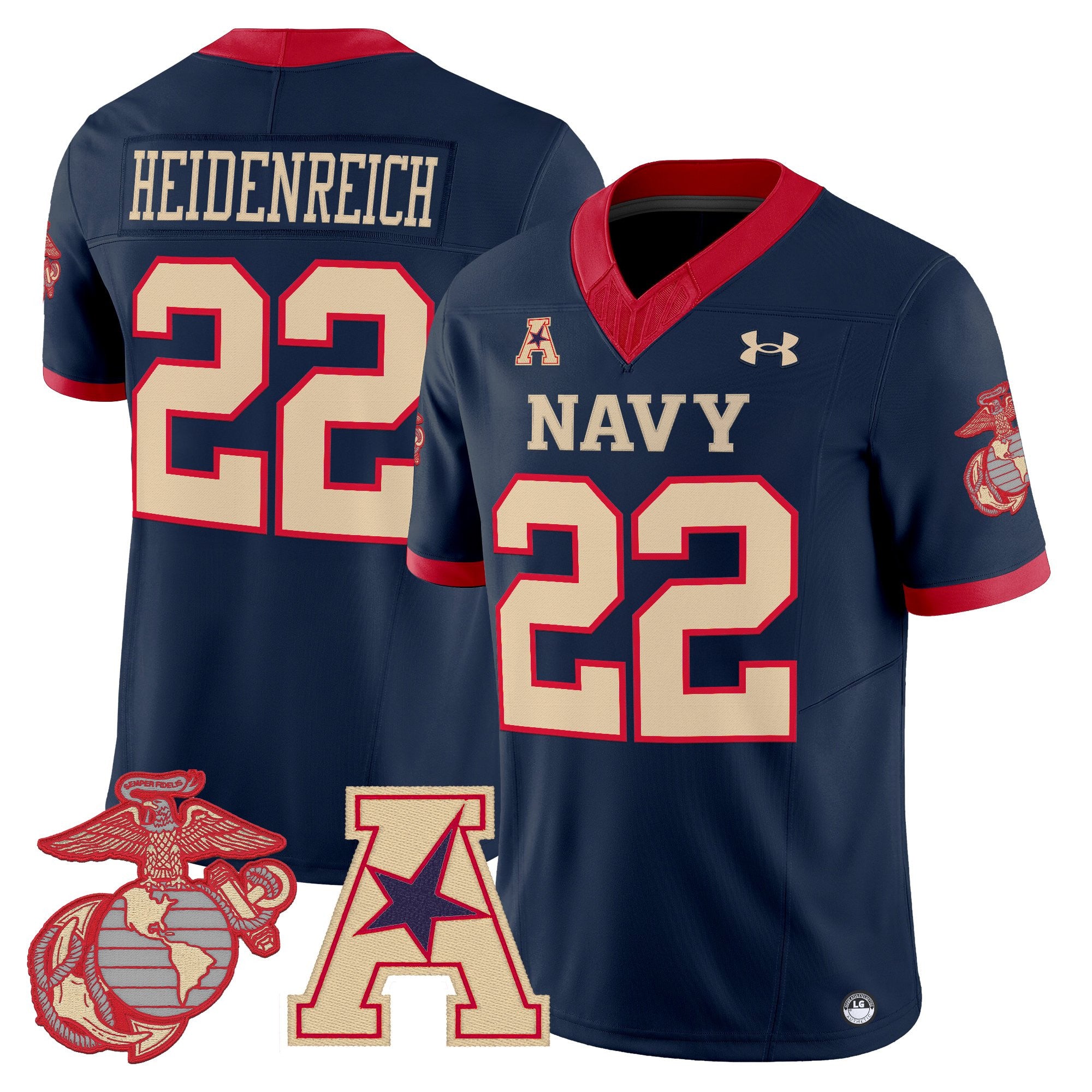 Men's Navy Midshipmen Vapor USMC Premier Jersey - All Stitched