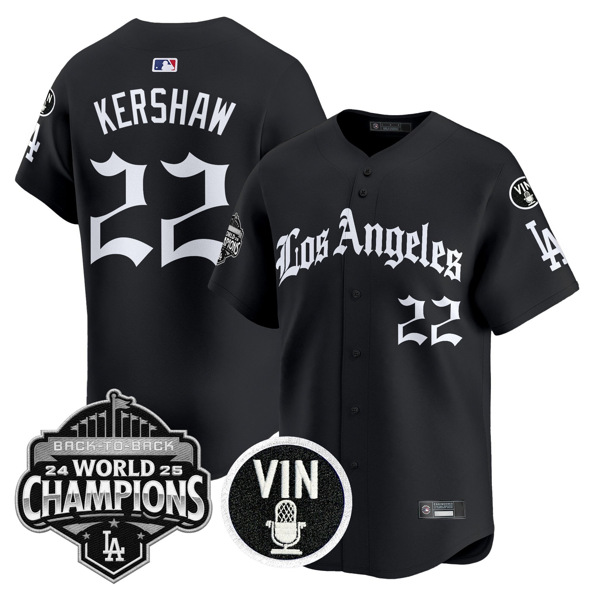 Men's Dodgers 2025 Back-To-Back Champions Vapor Premier Limited Jersey - LA Gothic Edition - All Stitched