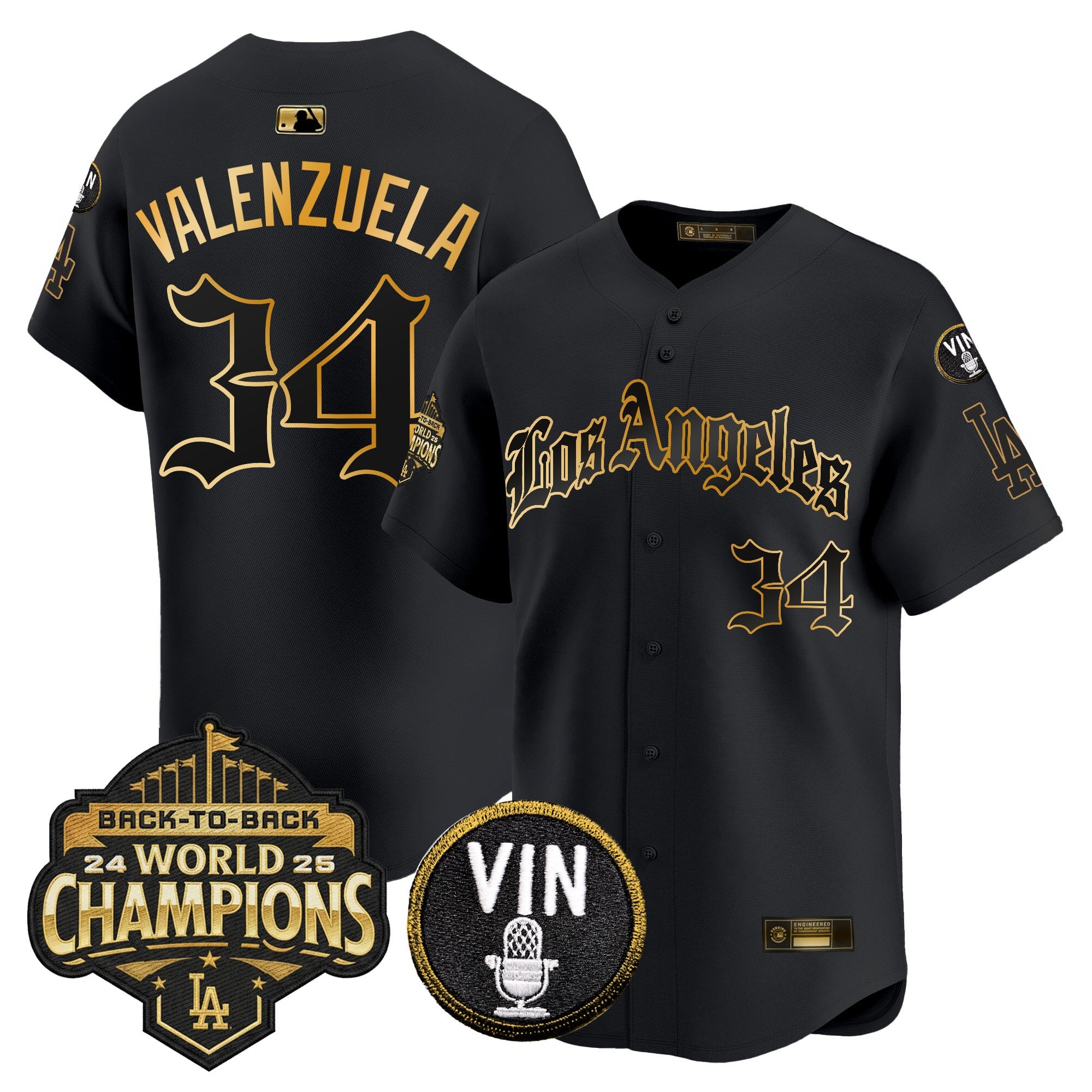 Men's Dodgers 2025 Back-To-Back Champions Vapor Premier Limited Jersey - LA Gothic Edition - All Stitched