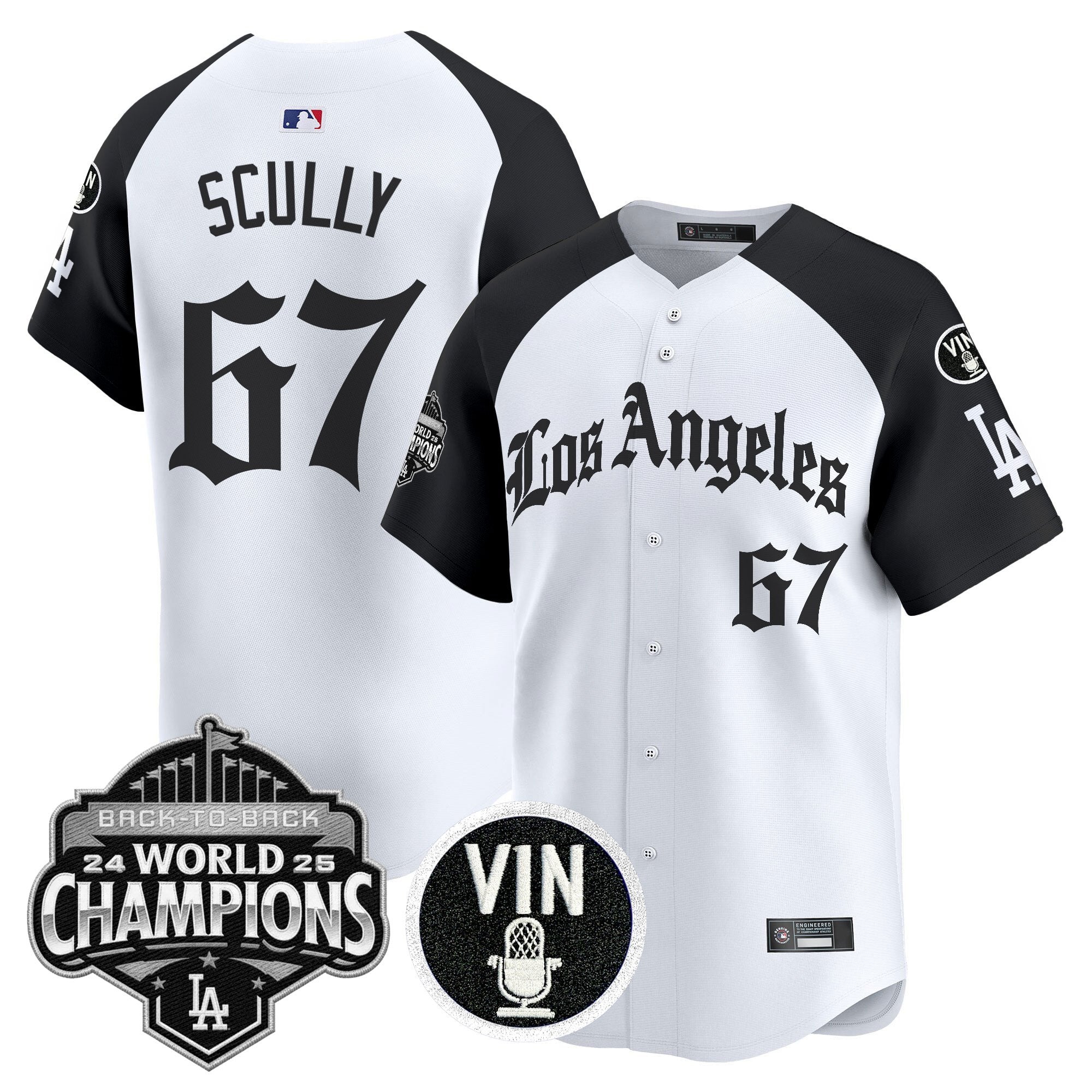 Men's Dodgers 2025 Back-To-Back Champions Vapor Premier Limited Jersey - LA Gothic Edition - All Stitched