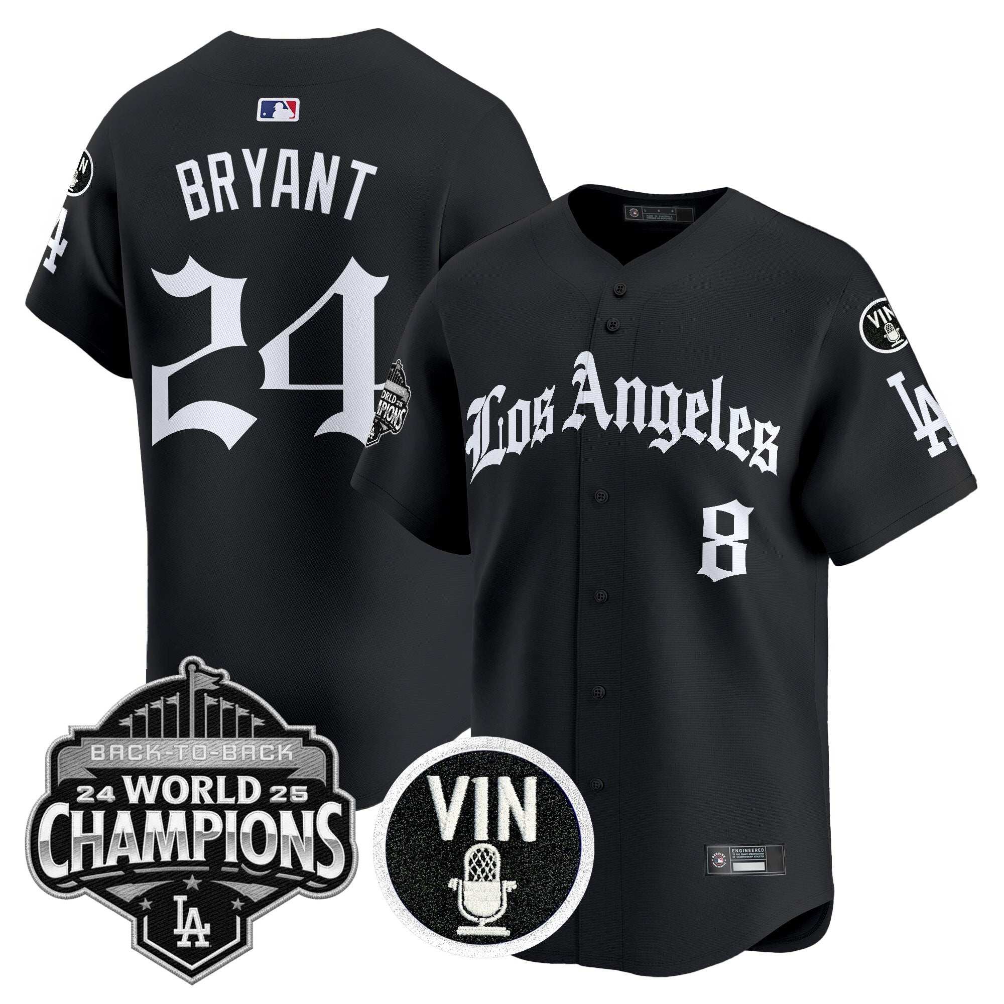 Men's Dodgers 2025 Back-To-Back Champions Vapor Premier Limited Jersey - LA Gothic Edition - All Stitched