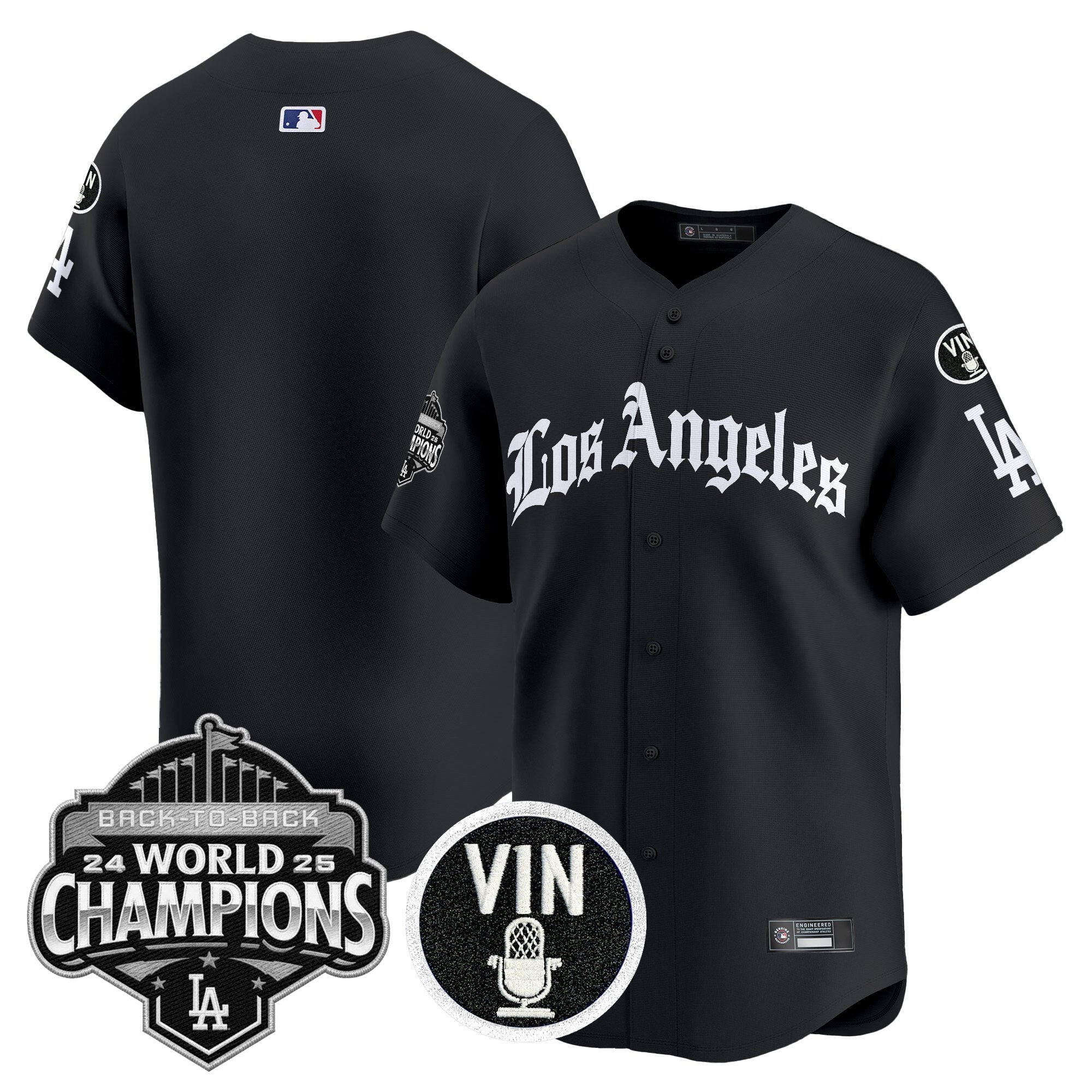 Men's Dodgers 2025 Back-To-Back Champions Vapor Premier Limited Jersey - LA Gothic Edition - All Stitched