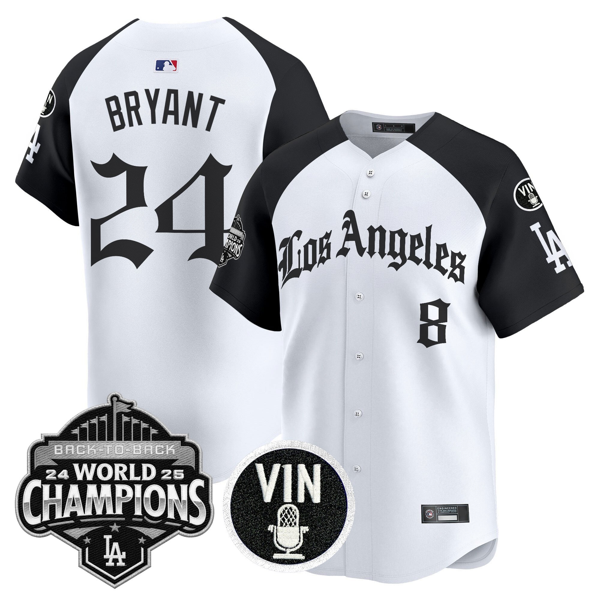 Men's Dodgers 2025 Back-To-Back Champions Vapor Premier Limited Jersey - LA Gothic Edition - All Stitched