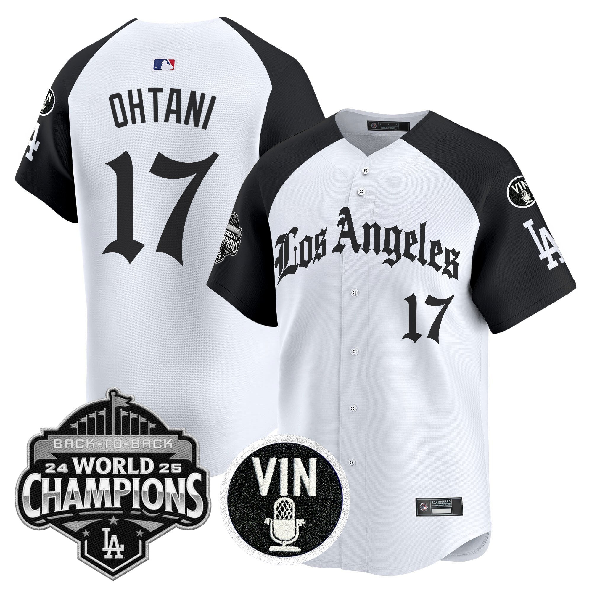 Men's Dodgers 2025 Back-To-Back Champions Vapor Premier Limited Jersey - LA Gothic Edition - All Stitched