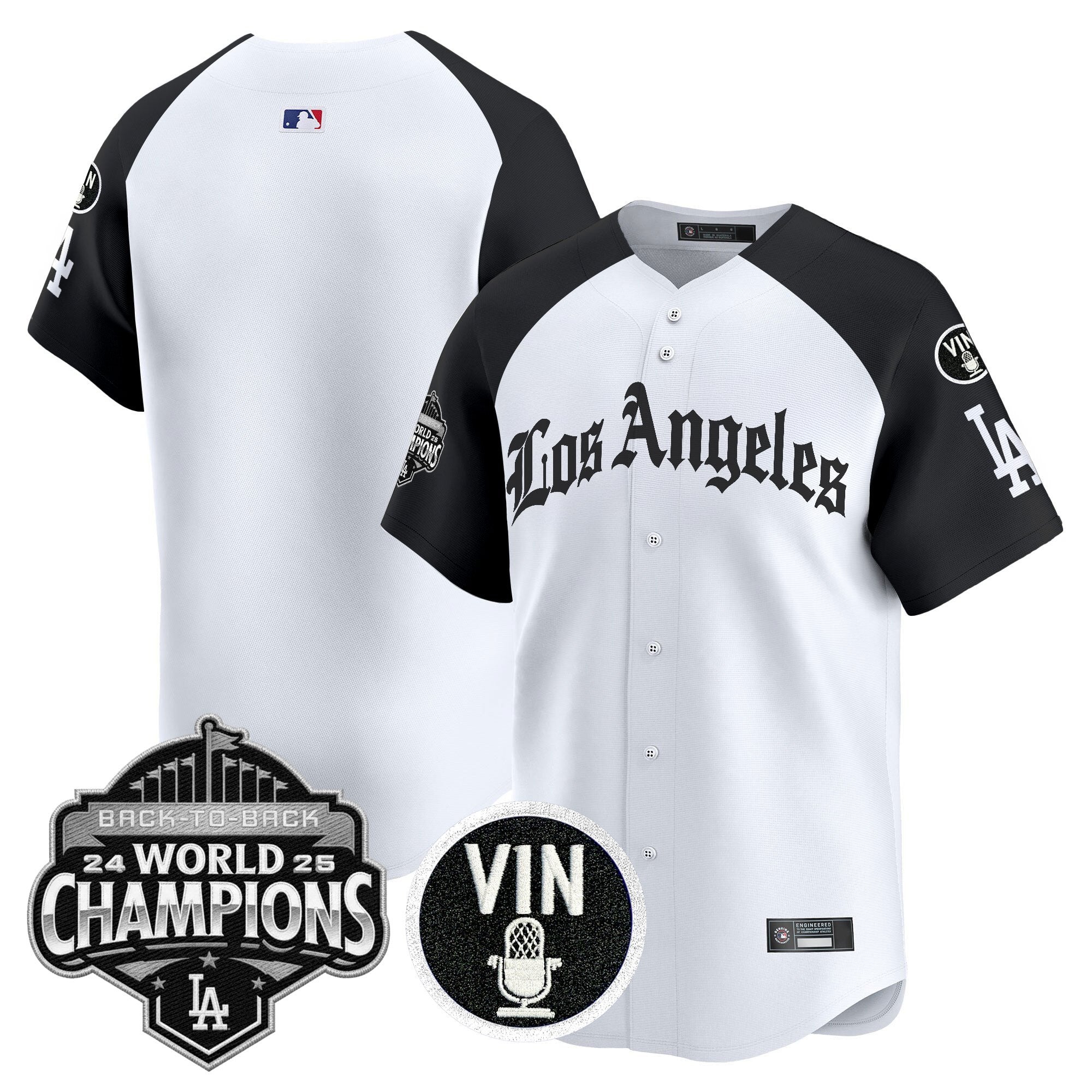 Men's Dodgers 2025 Back-To-Back Champions Vapor Premier Limited Jersey - LA Gothic Edition - All Stitched