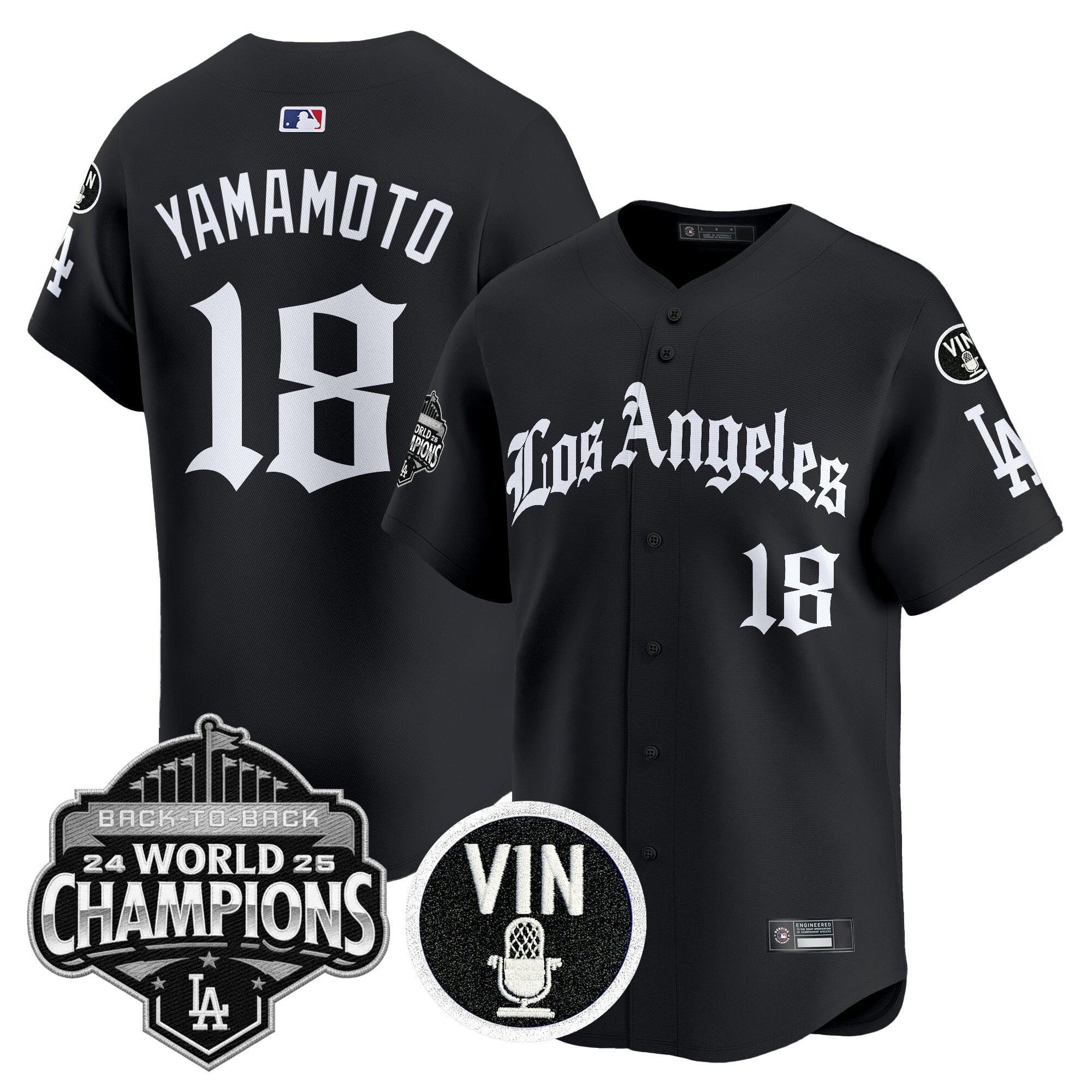 Men's Dodgers 2025 Back-To-Back Champions Vapor Premier Limited Jersey - LA Gothic Edition - All Stitched