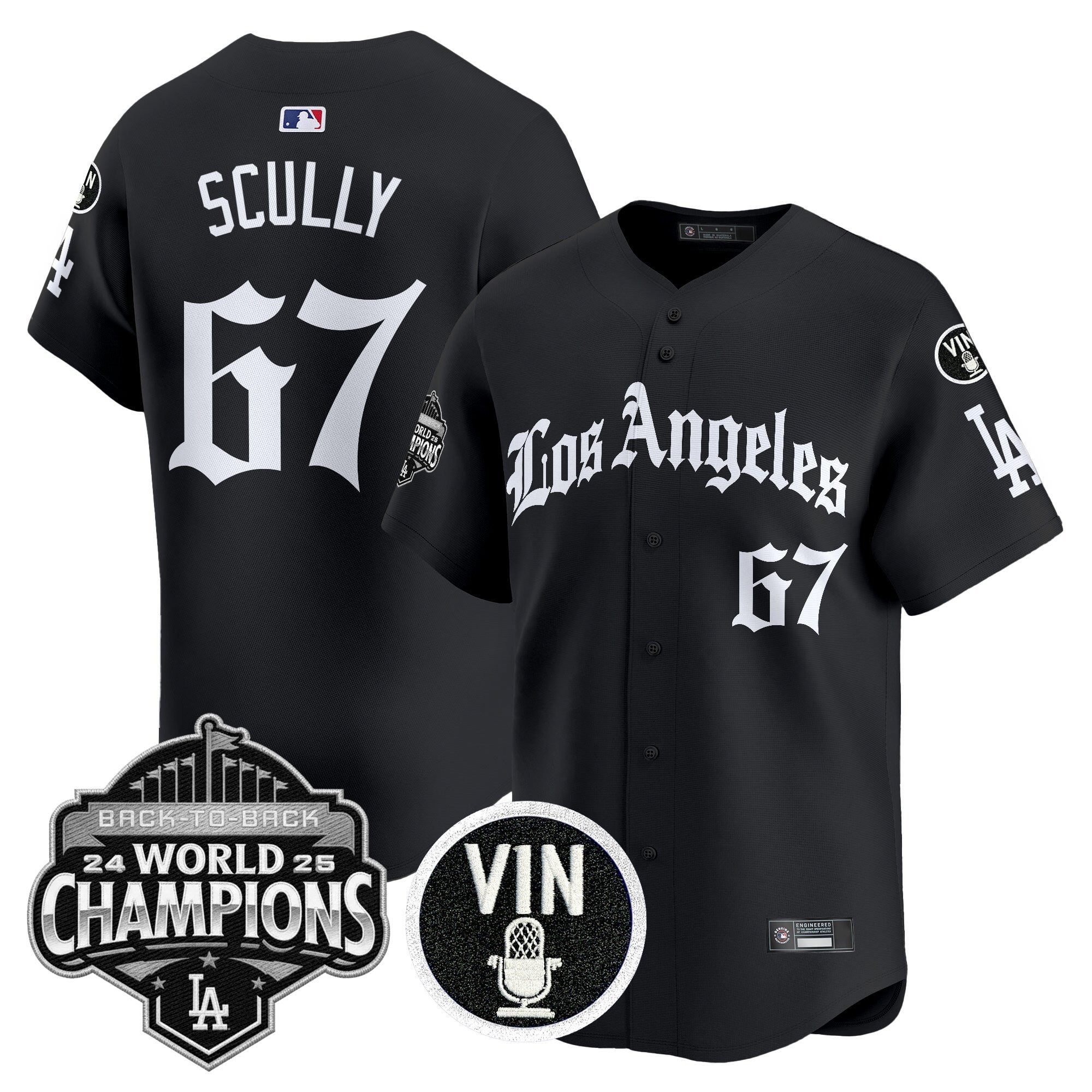 Men's Dodgers 2025 Back-To-Back Champions Vapor Premier Limited Jersey - LA Gothic Edition - All Stitched