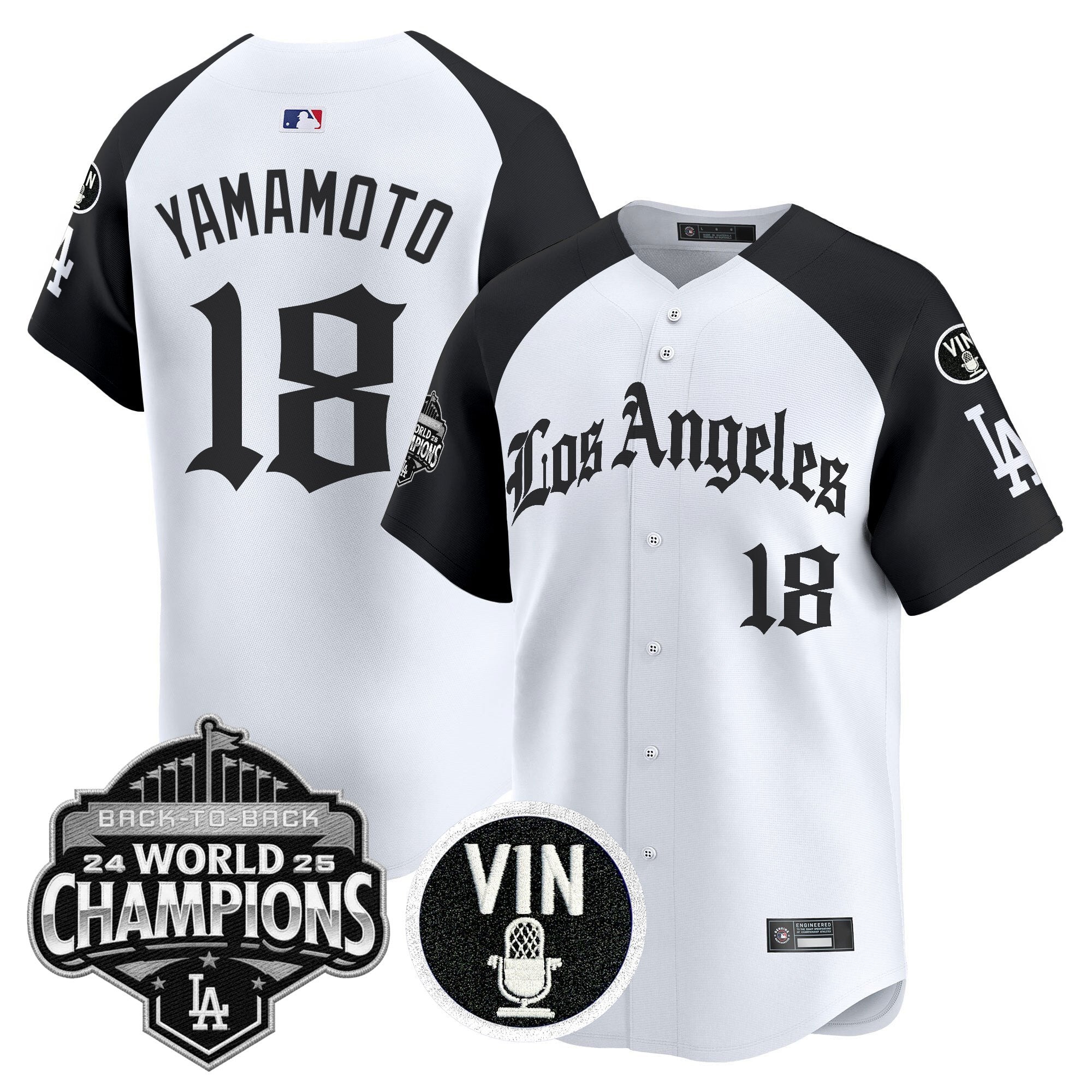 Men's Dodgers 2025 Back-To-Back Champions Vapor Premier Limited Jersey - LA Gothic Edition - All Stitched