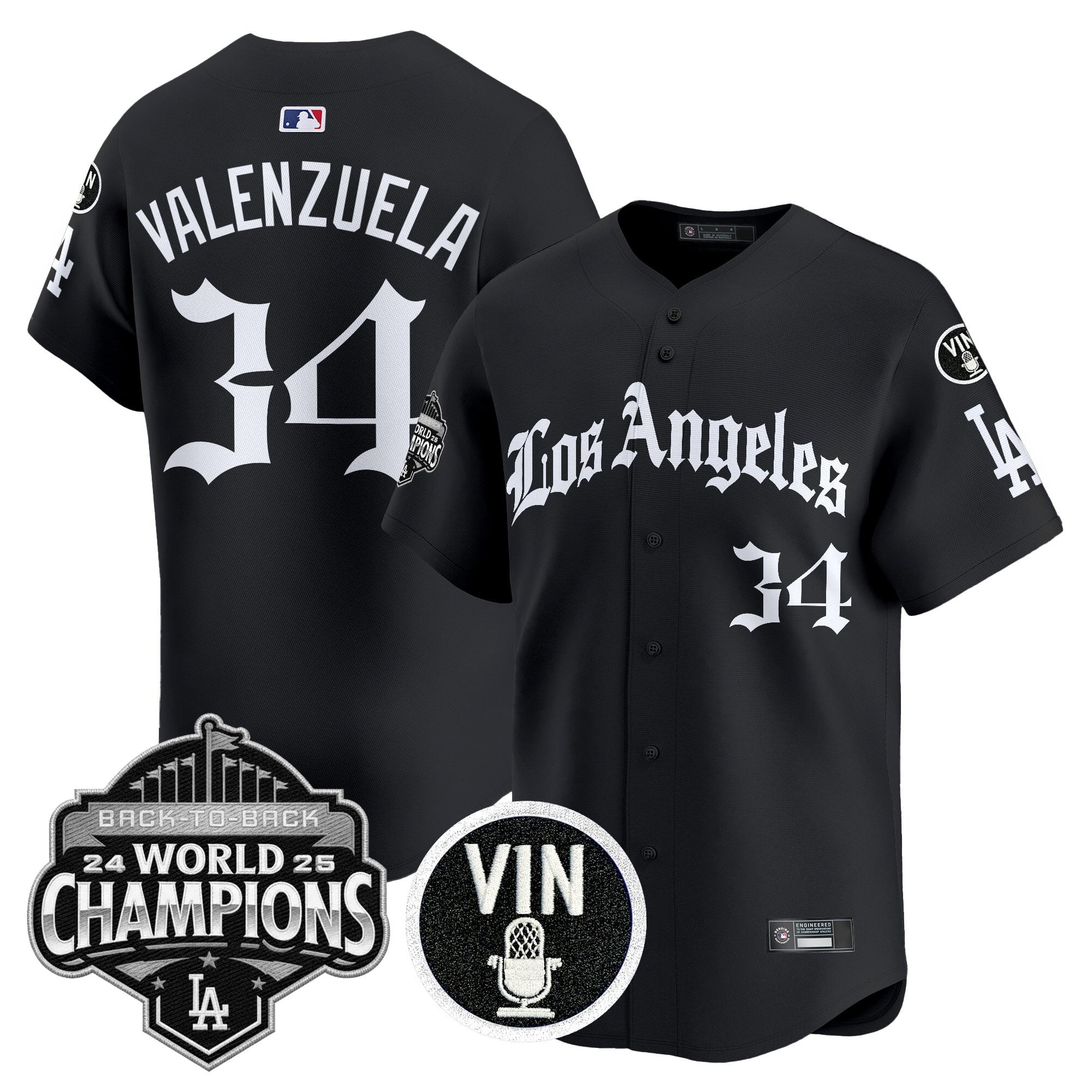 Men's Dodgers 2025 Back-To-Back Champions Vapor Premier Limited Jersey - LA Gothic Edition - All Stitched