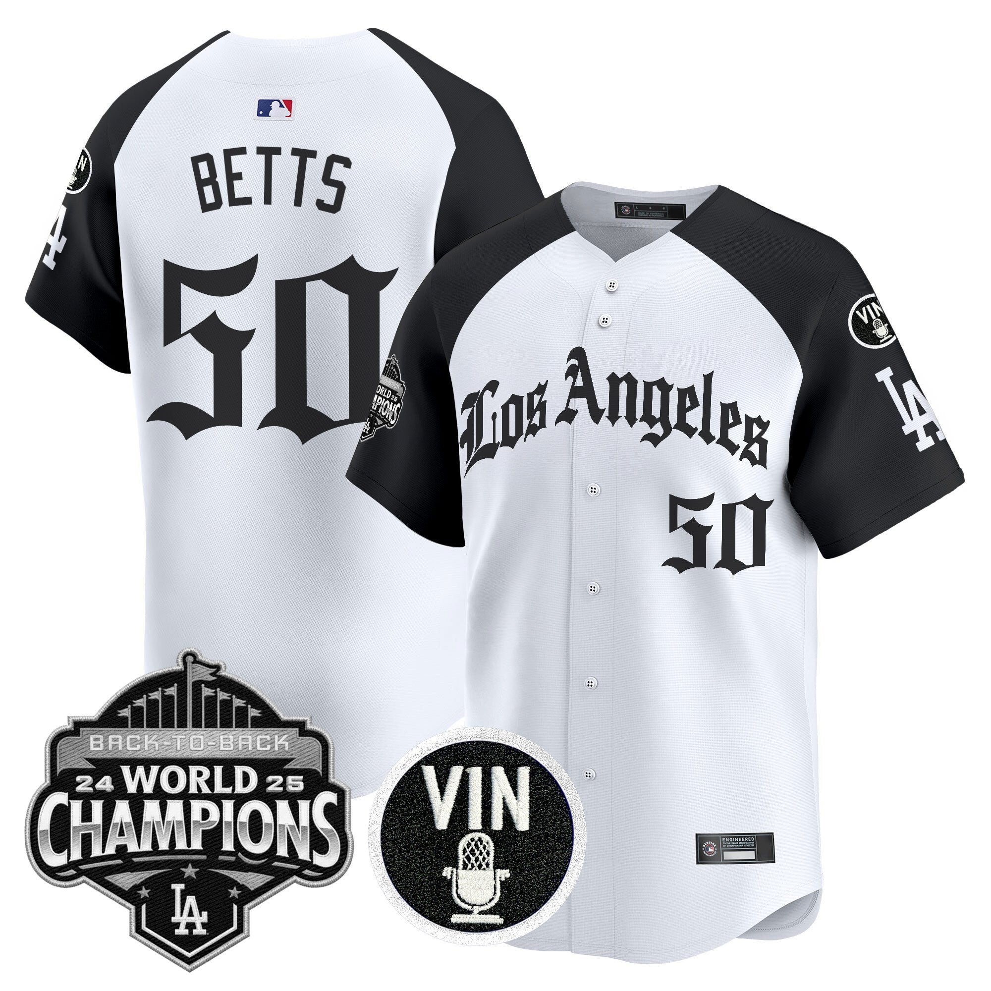 Men's Dodgers 2025 Back-To-Back Champions Vapor Premier Limited Jersey - LA Gothic Edition - All Stitched