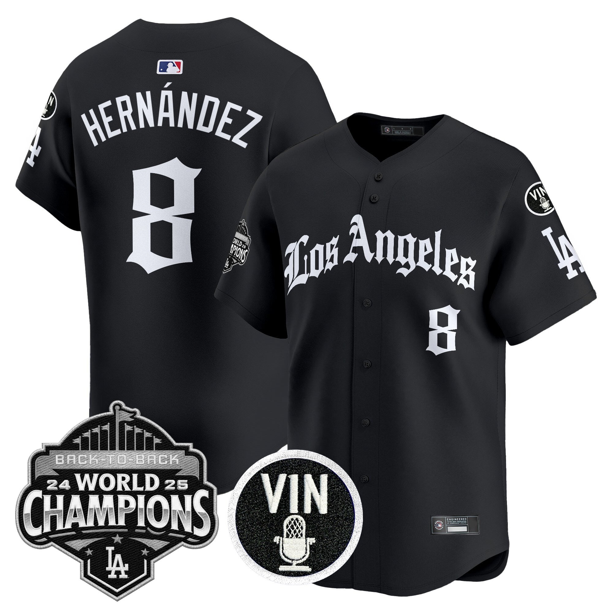 Men's Dodgers 2025 Back-To-Back Champions Vapor Premier Limited Jersey - LA Gothic Edition - All Stitched