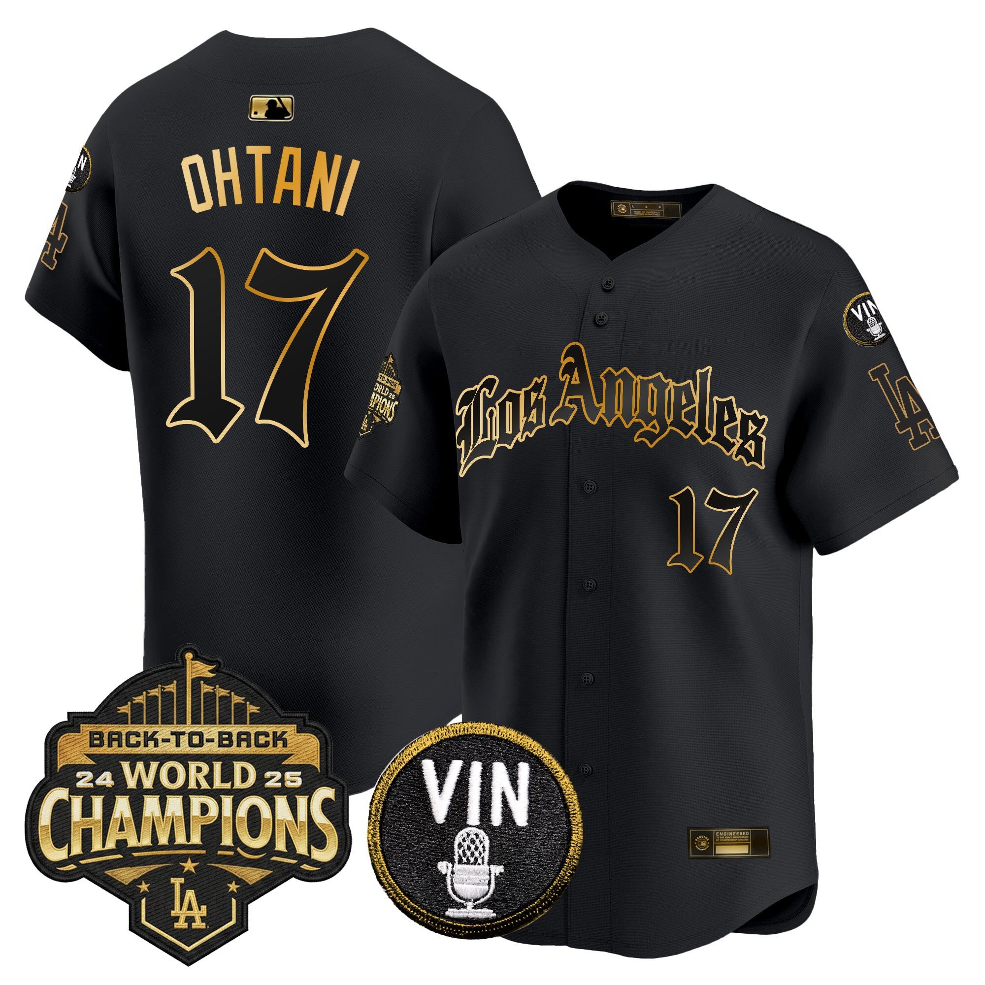 Men's Dodgers 2025 Back-To-Back Champions Vapor Premier Limited Jersey - LA Gothic Edition - All Stitched