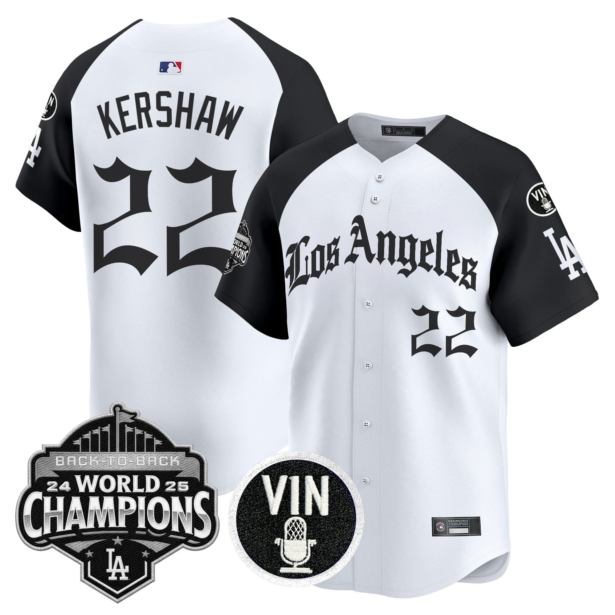Men's Dodgers 2025 Back-To-Back Champions Vapor Premier Limited Jersey - LA Gothic Edition - All Stitched