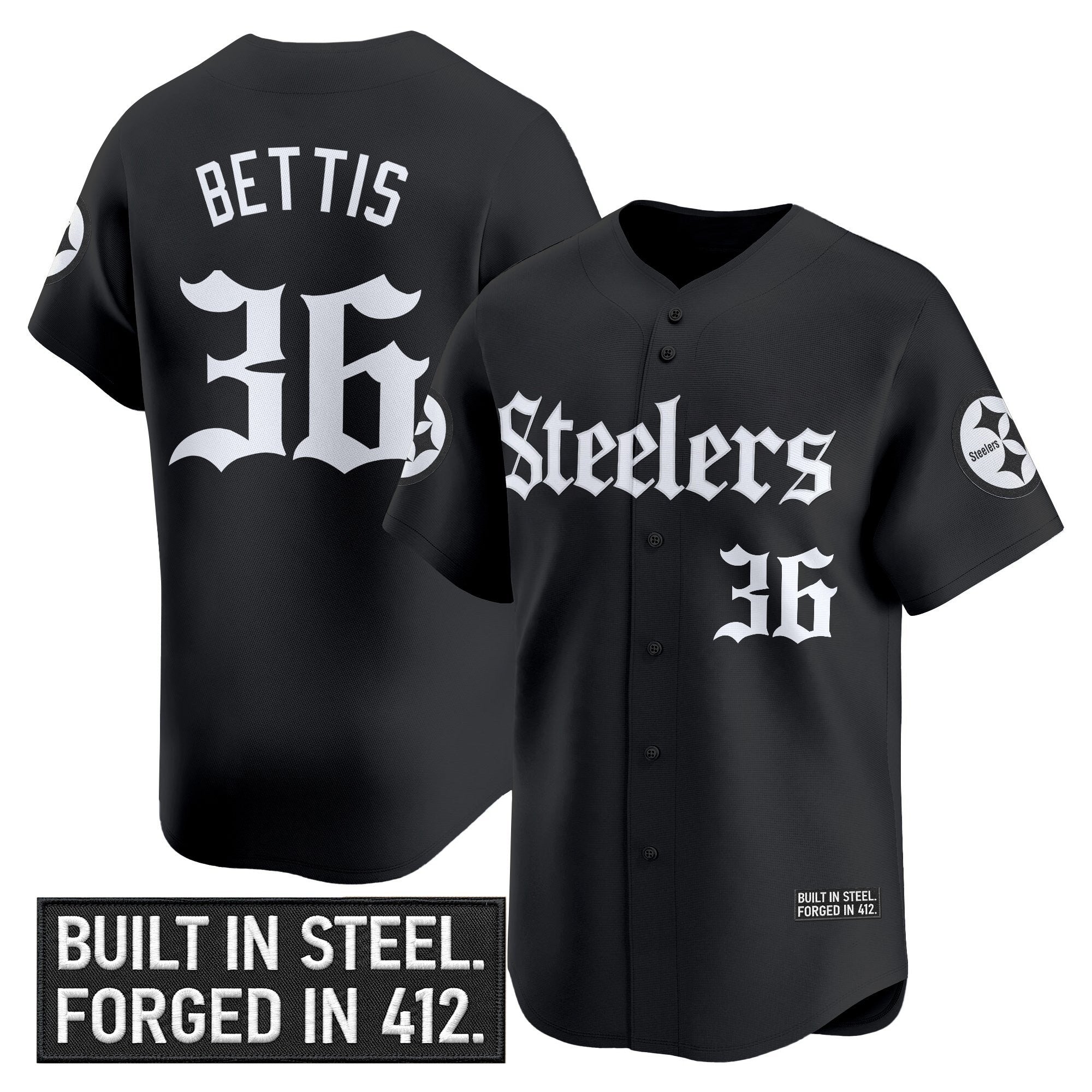 Men's Pittsburgh Steelers 'Gothic Steel City Edition' Vapor Baseball Jersey - All Stitched