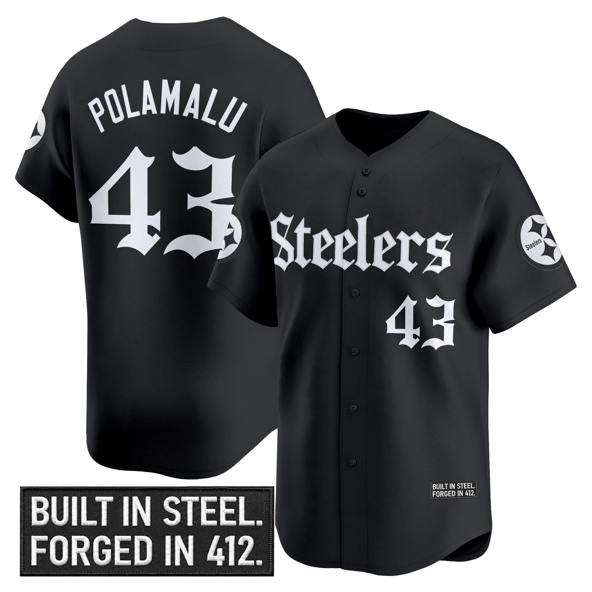 Men's Pittsburgh Steelers 'Gothic Steel City Edition' Vapor Baseball Jersey - All Stitched