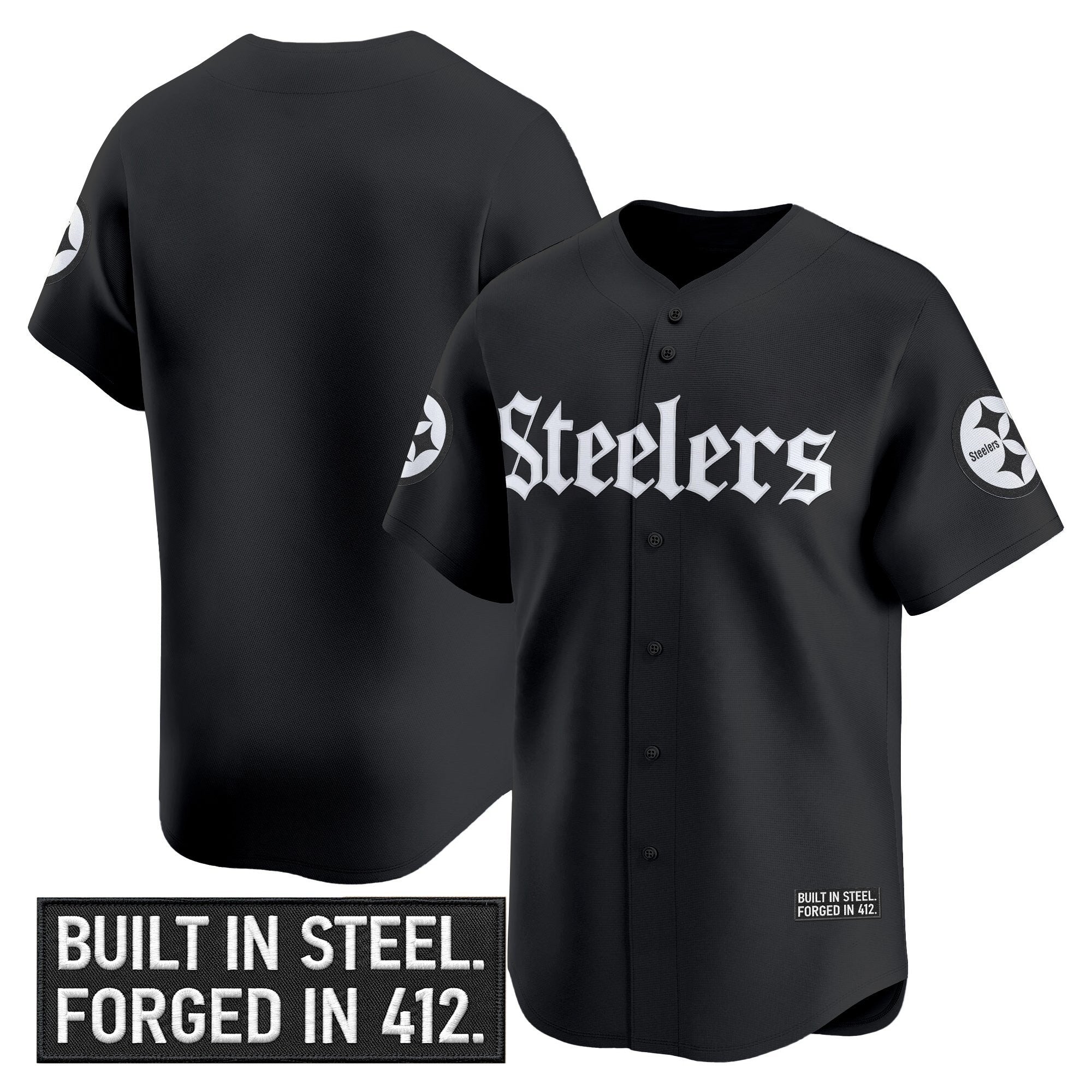 Men's Pittsburgh Steelers 'Gothic Steel City Edition' Vapor Baseball Jersey - All Stitched