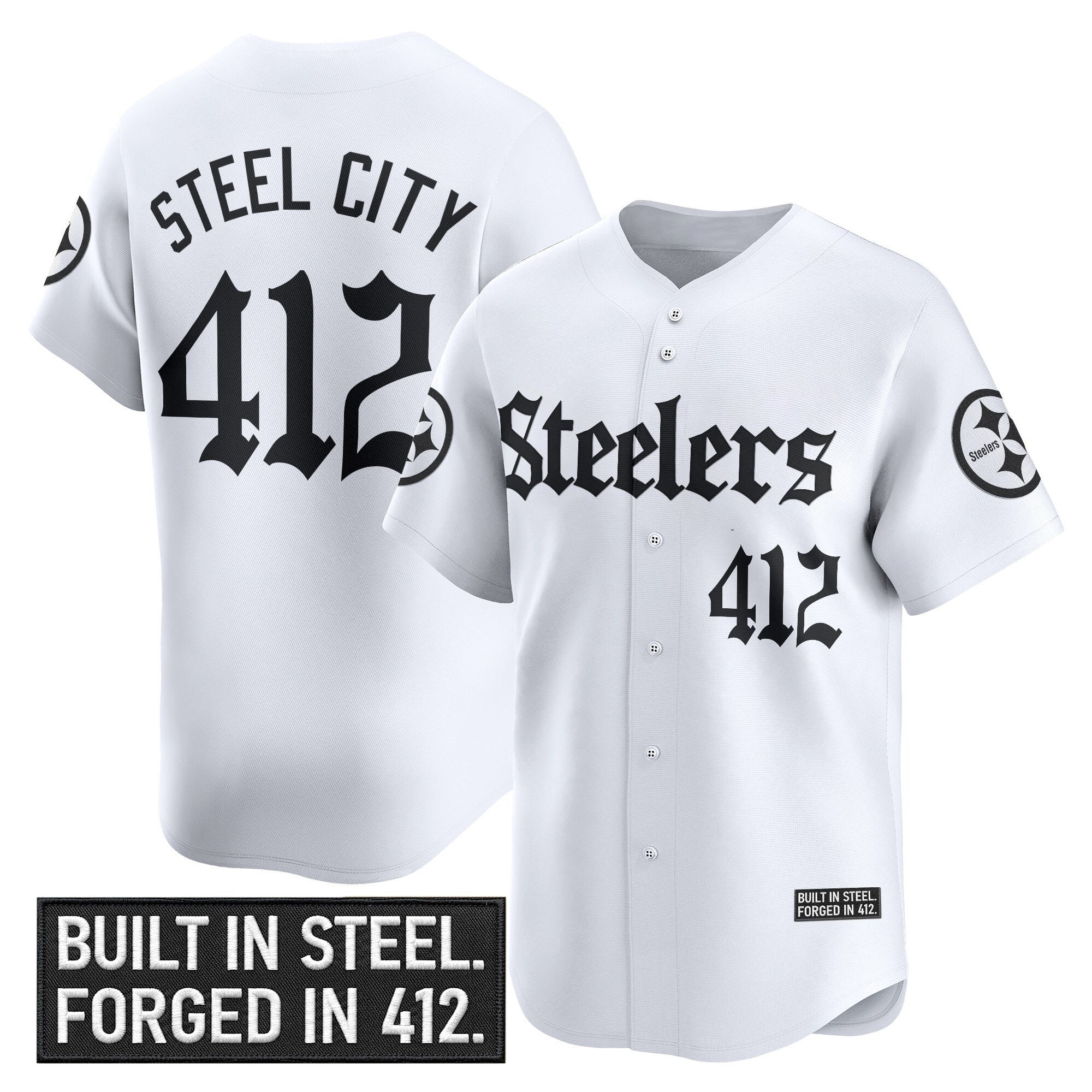 Men's Pittsburgh Steelers 'Gothic Steel City Edition' Vapor Baseball Jersey - All Stitched