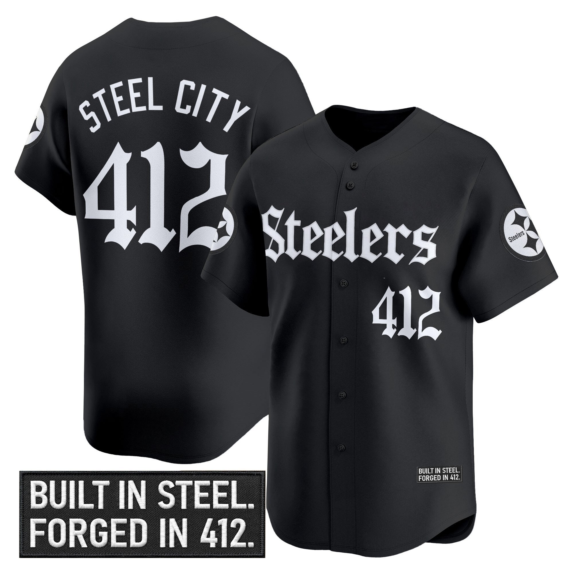 Men's Pittsburgh Steelers 'Gothic Steel City Edition' Vapor Baseball Jersey - All Stitched