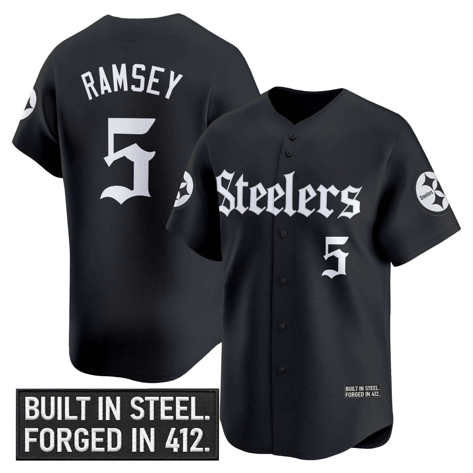 Men's Pittsburgh Steelers 'Gothic Steel City Edition' Vapor Baseball Jersey - All Stitched