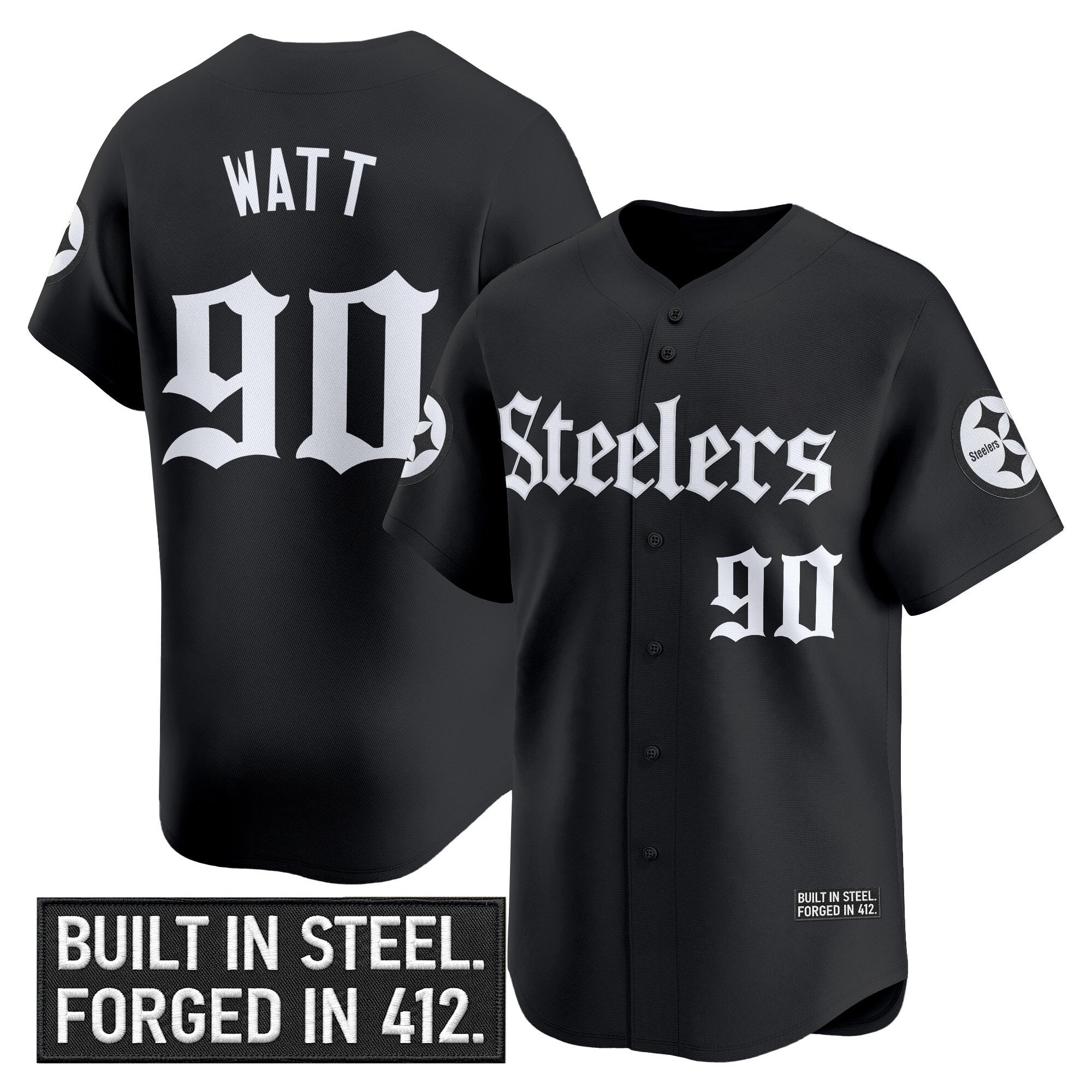 Men's Pittsburgh Steelers 'Gothic Steel City Edition' Vapor Baseball Jersey - All Stitched