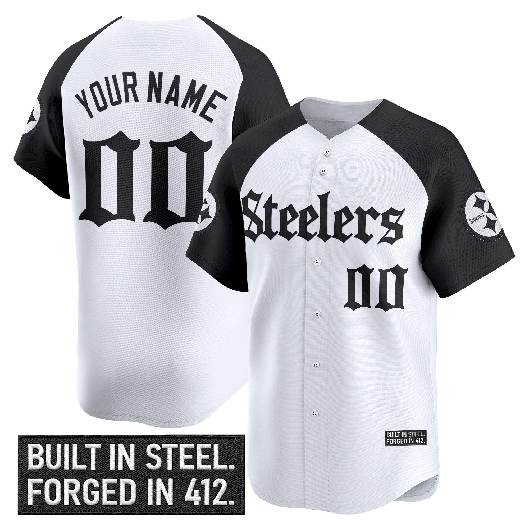 Pittsburgh Steelers 'Gothic Steel City Edition' Vapor Baseball Custom Jersey - All Stitched