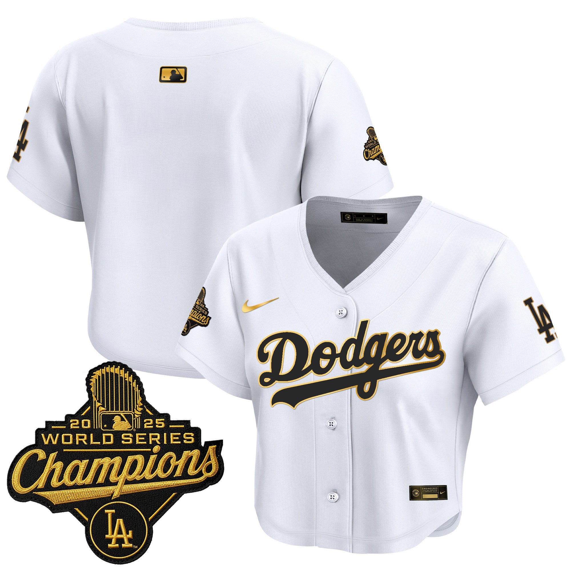 Women's Dodgers 2025 World Series Champions Crop Top Baseball Jersey - All Stitched