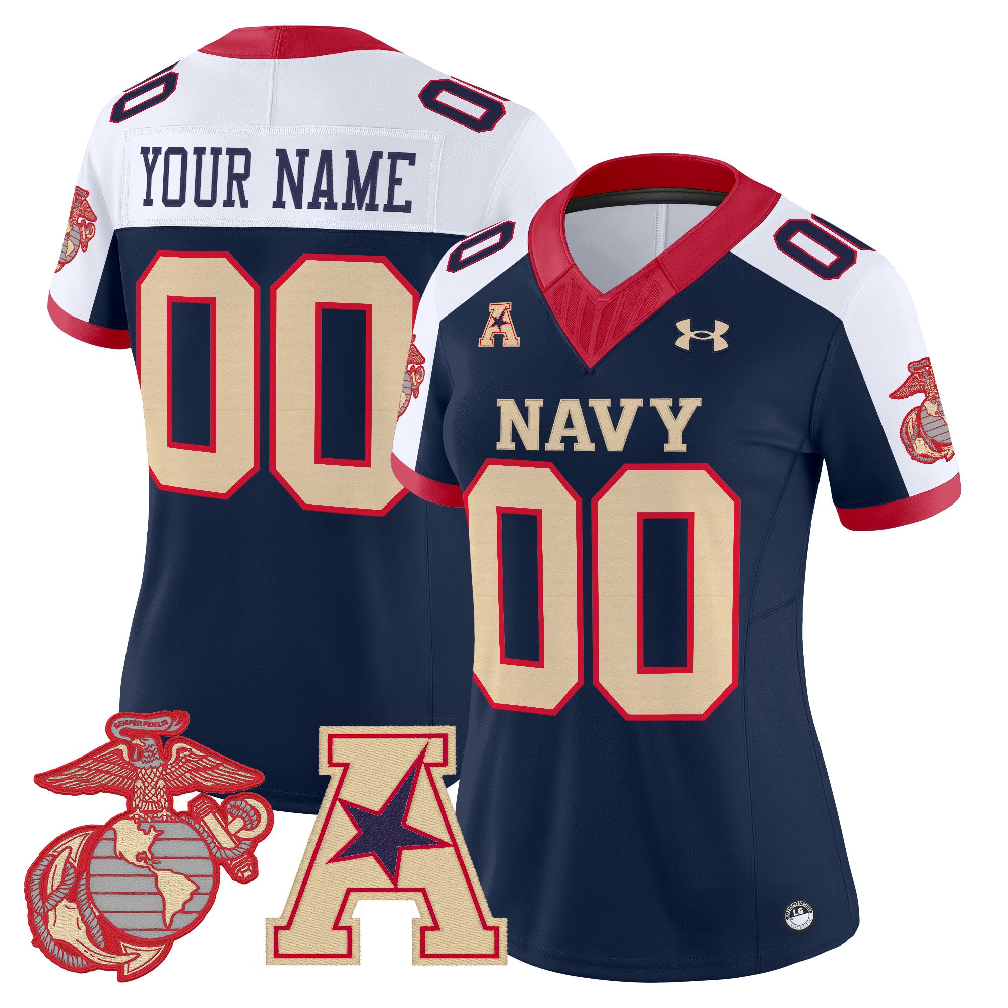 Navy Midshipmen Vapor USMC Premier Custom Jersey - All Stitched