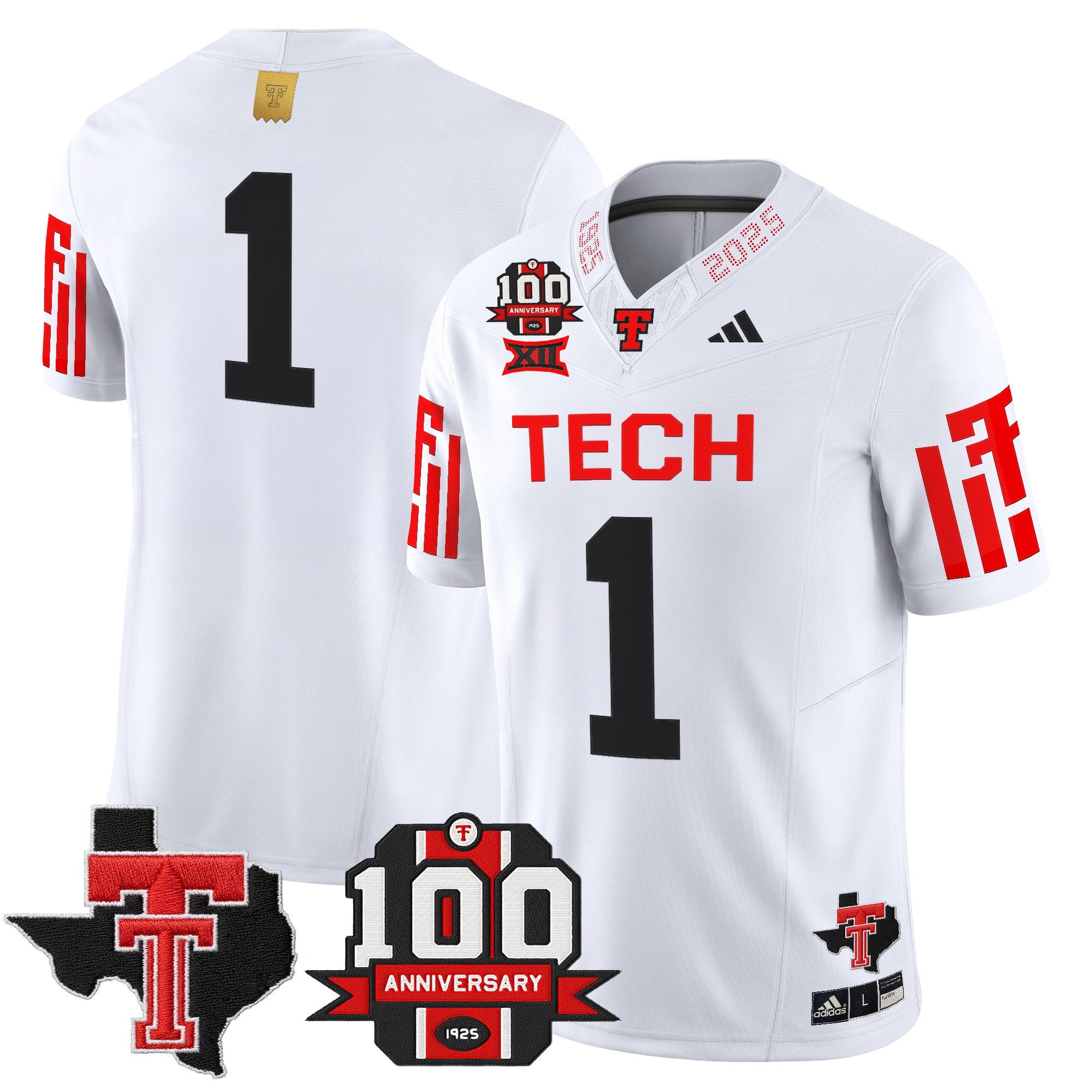 Men's Texas Tech Red Raiders 2025 Vapor Limited Jersey - 100th Anniversary & Texas Patch - All Stitched