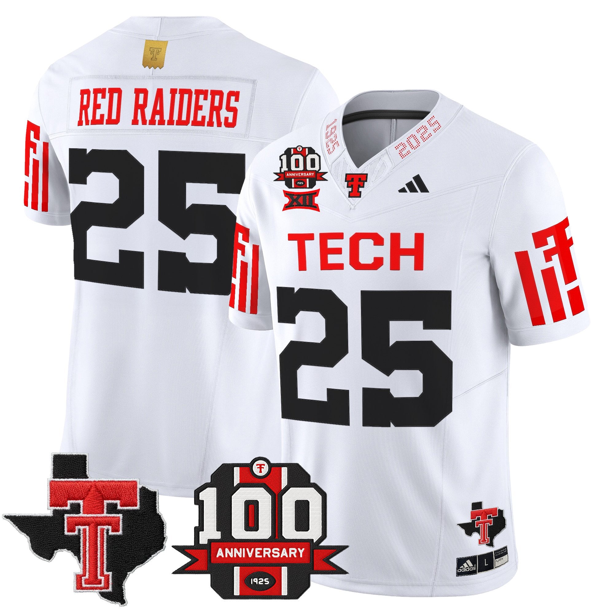 Men's Texas Tech Red Raiders 2025 Vapor Limited Jersey - 100th Anniversary & Texas Patch - All Stitched