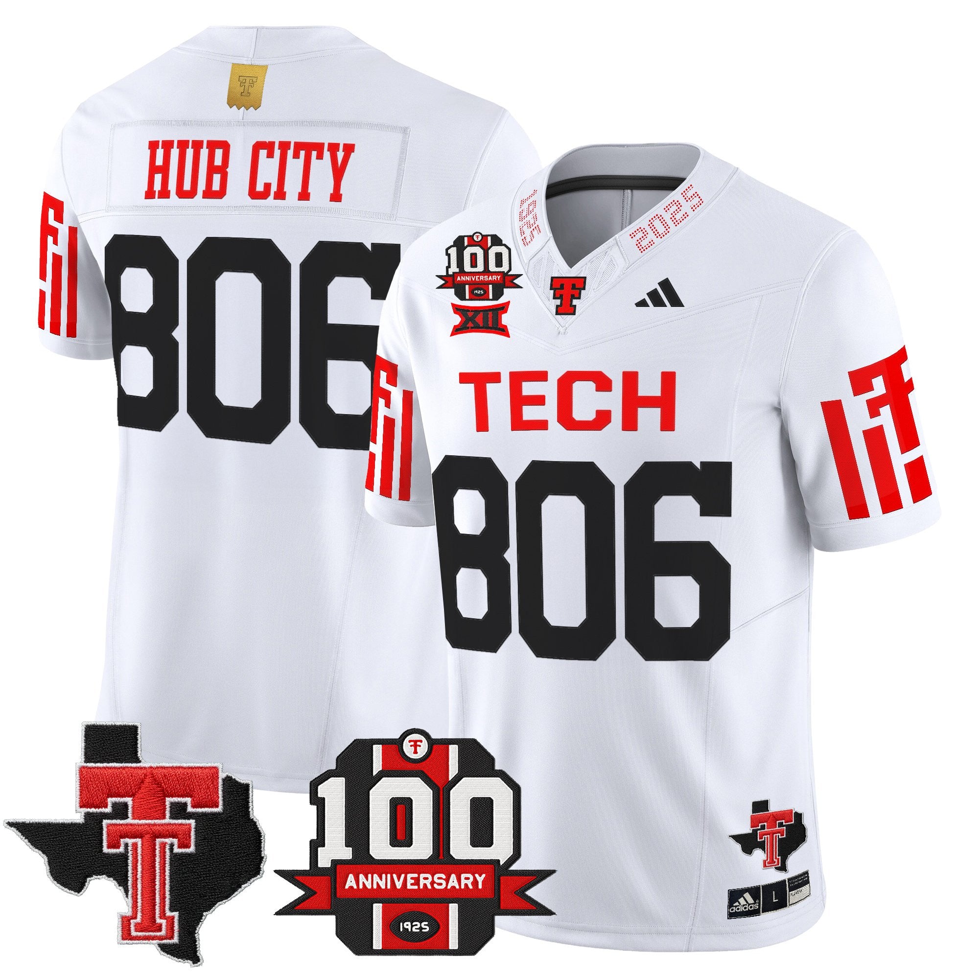 Men's Texas Tech Red Raiders 2025 Vapor Limited Jersey - 100th Anniversary & Texas Patch - All Stitched
