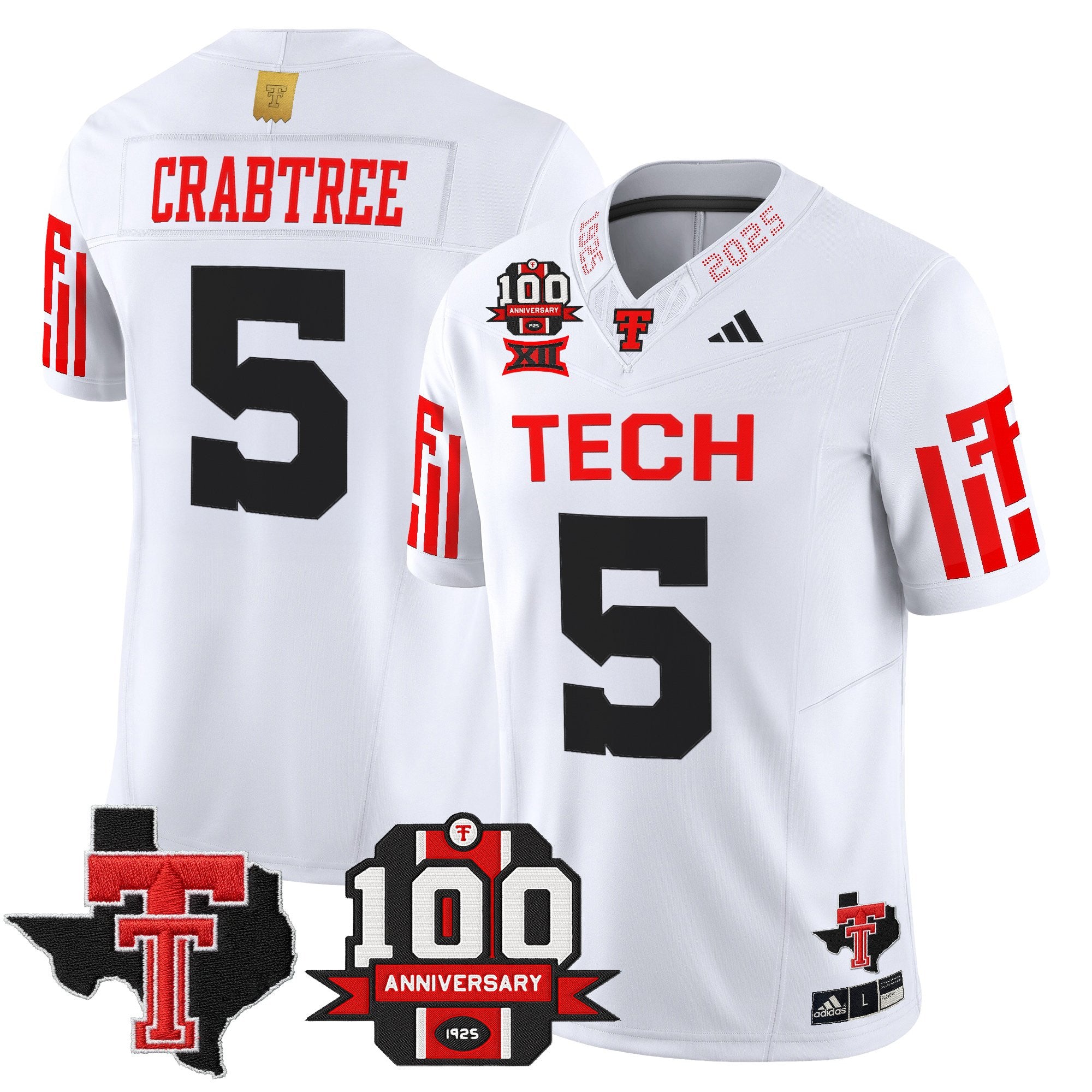 Men's Texas Tech Red Raiders 2025 Vapor Limited Jersey - 100th Anniversary & Texas Patch - All Stitched