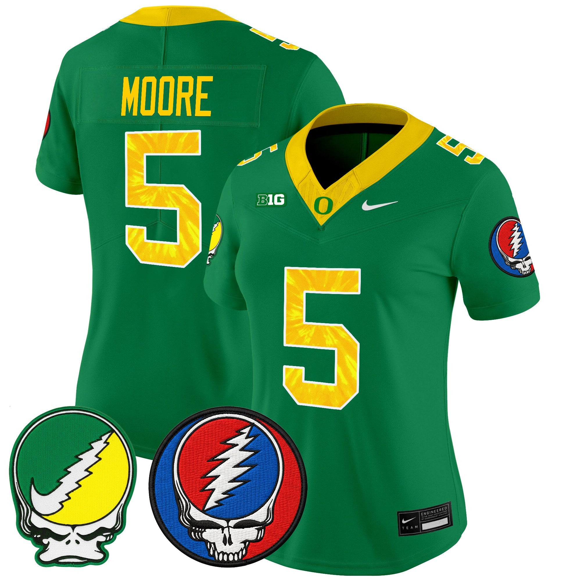 Women's Oregon Ducks 2025 'Grateful Ducks x Grateful Dead' Vapor Limited Jersey - All Stitched