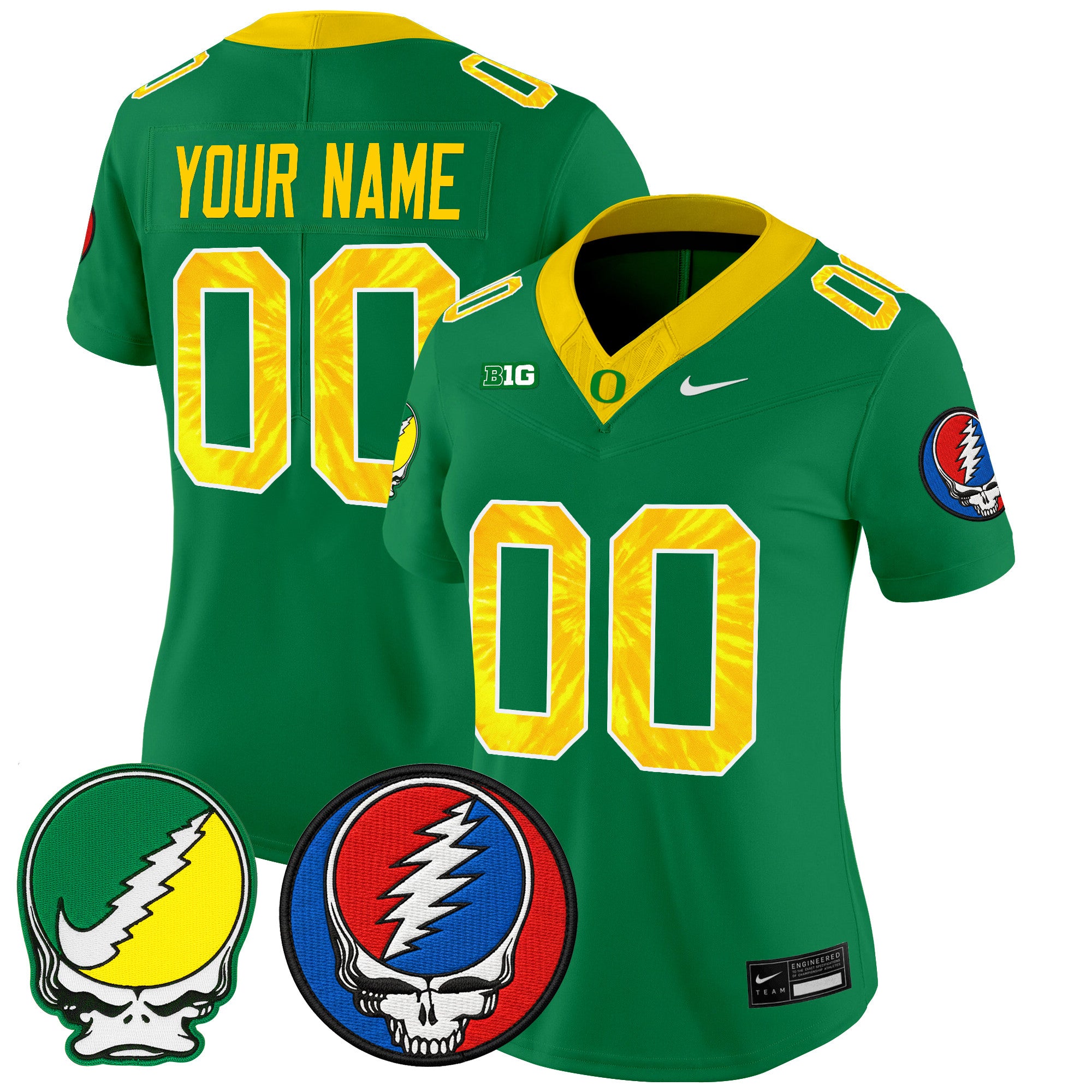 Oregon Ducks 2025 'Grateful Ducks x Grateful Dead' Vapor Limited Custom Jersey - All Stitched