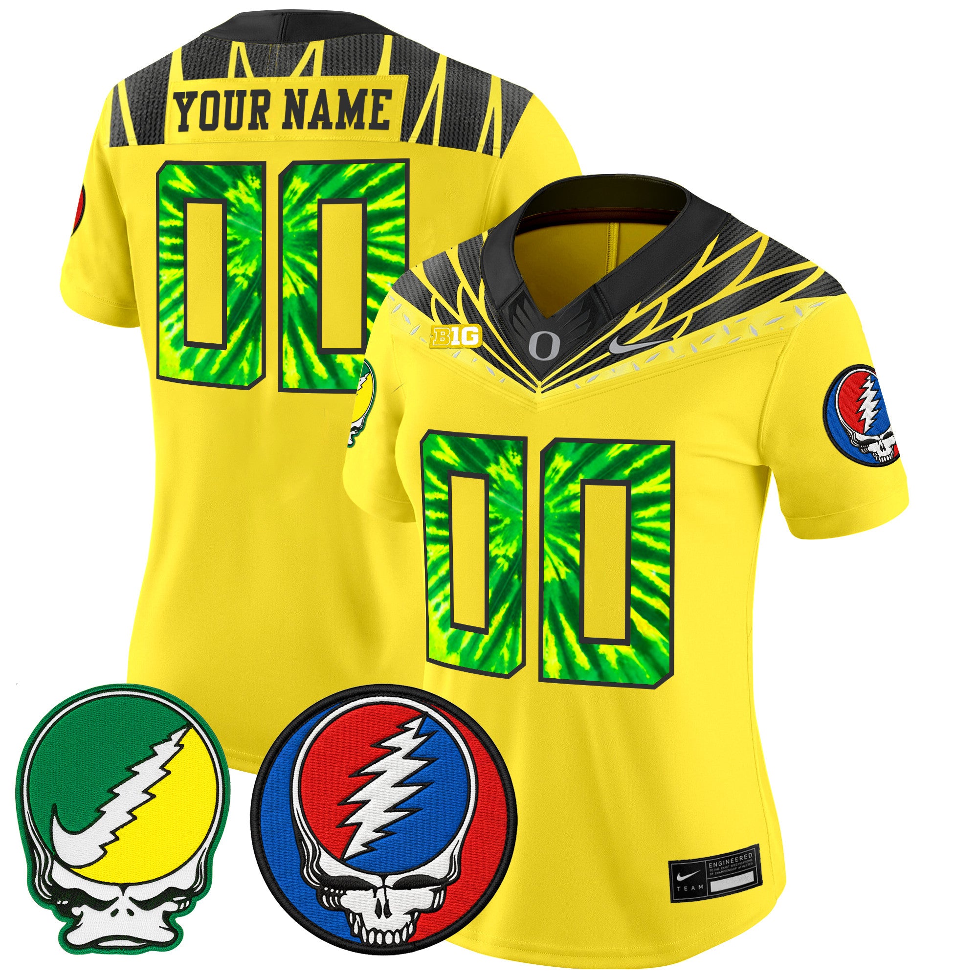 Oregon Ducks 2025 'Grateful Ducks x Grateful Dead' Vapor Limited Custom Jersey - All Stitched