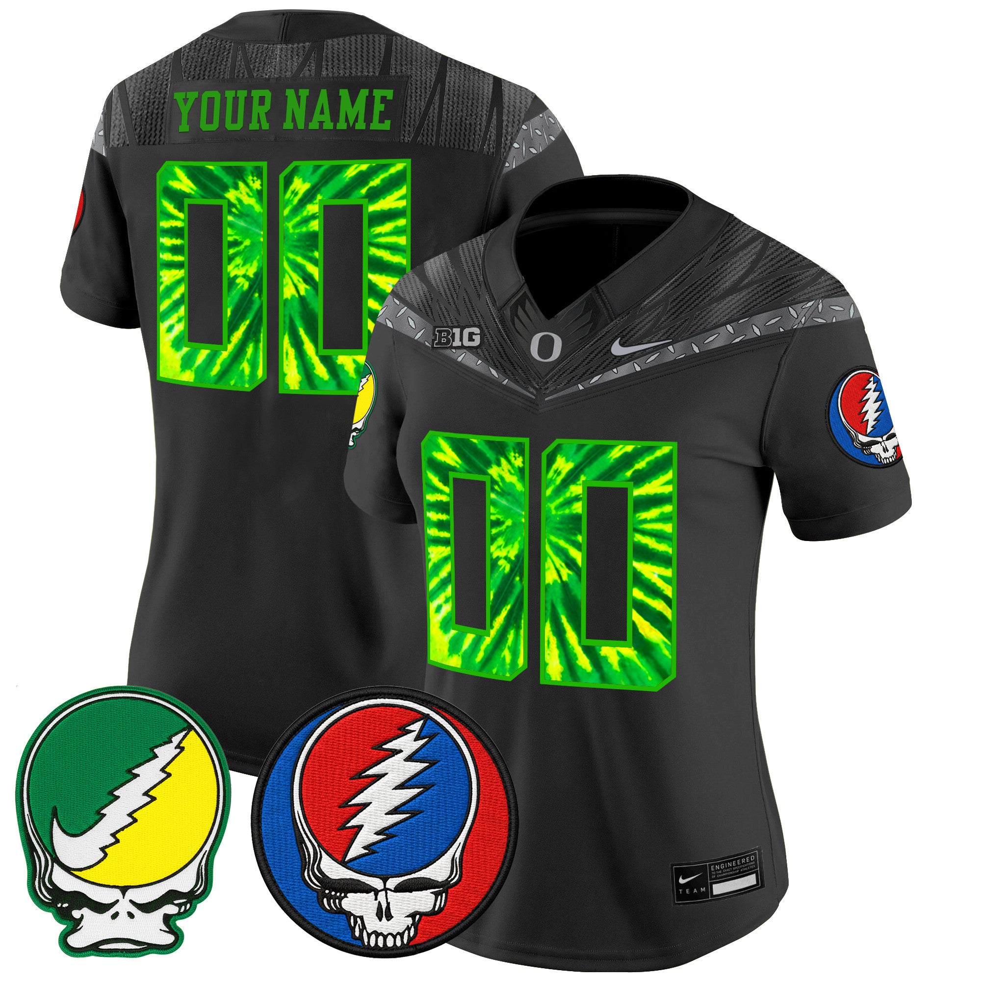 Oregon Ducks 2025 'Grateful Ducks x Grateful Dead' Vapor Limited Custom Jersey - All Stitched