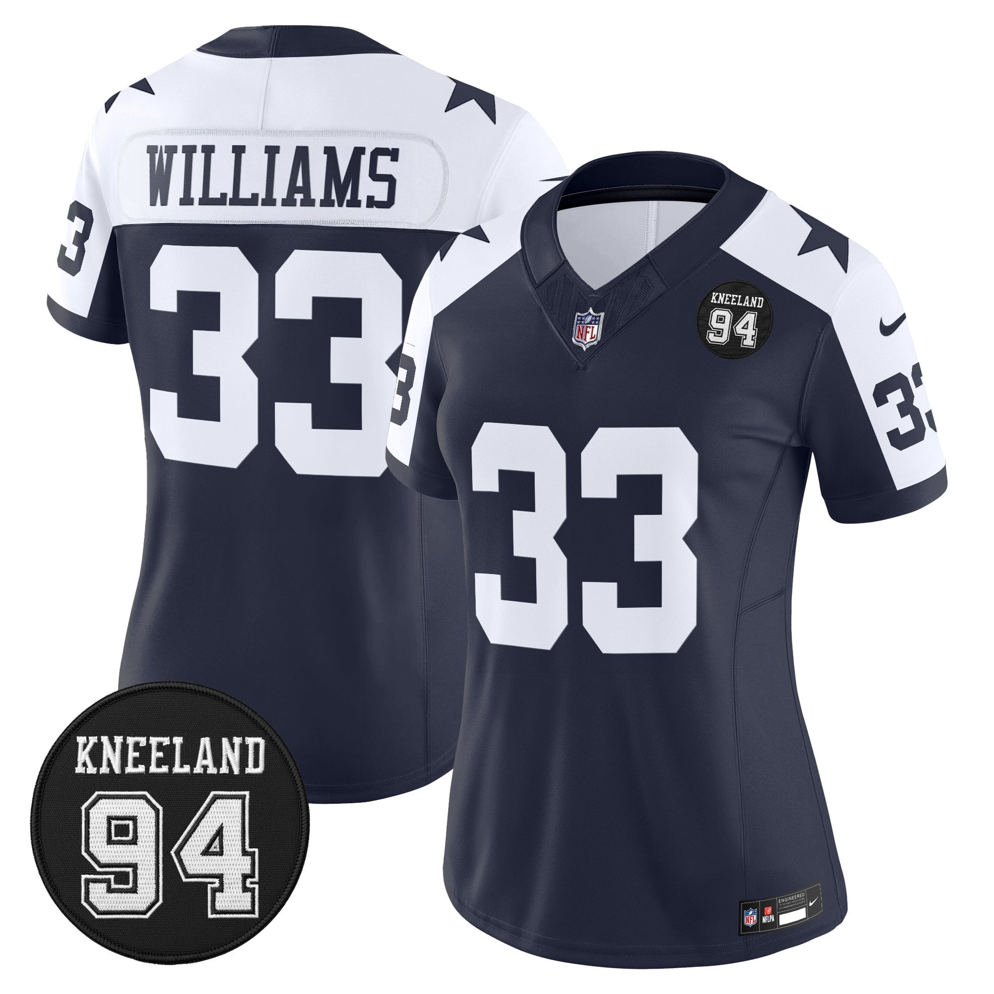 Women's Dallas Cowboys #94 Marshawn Kneeland Memorial Patch Vapor Limited Jersey - All Stitched