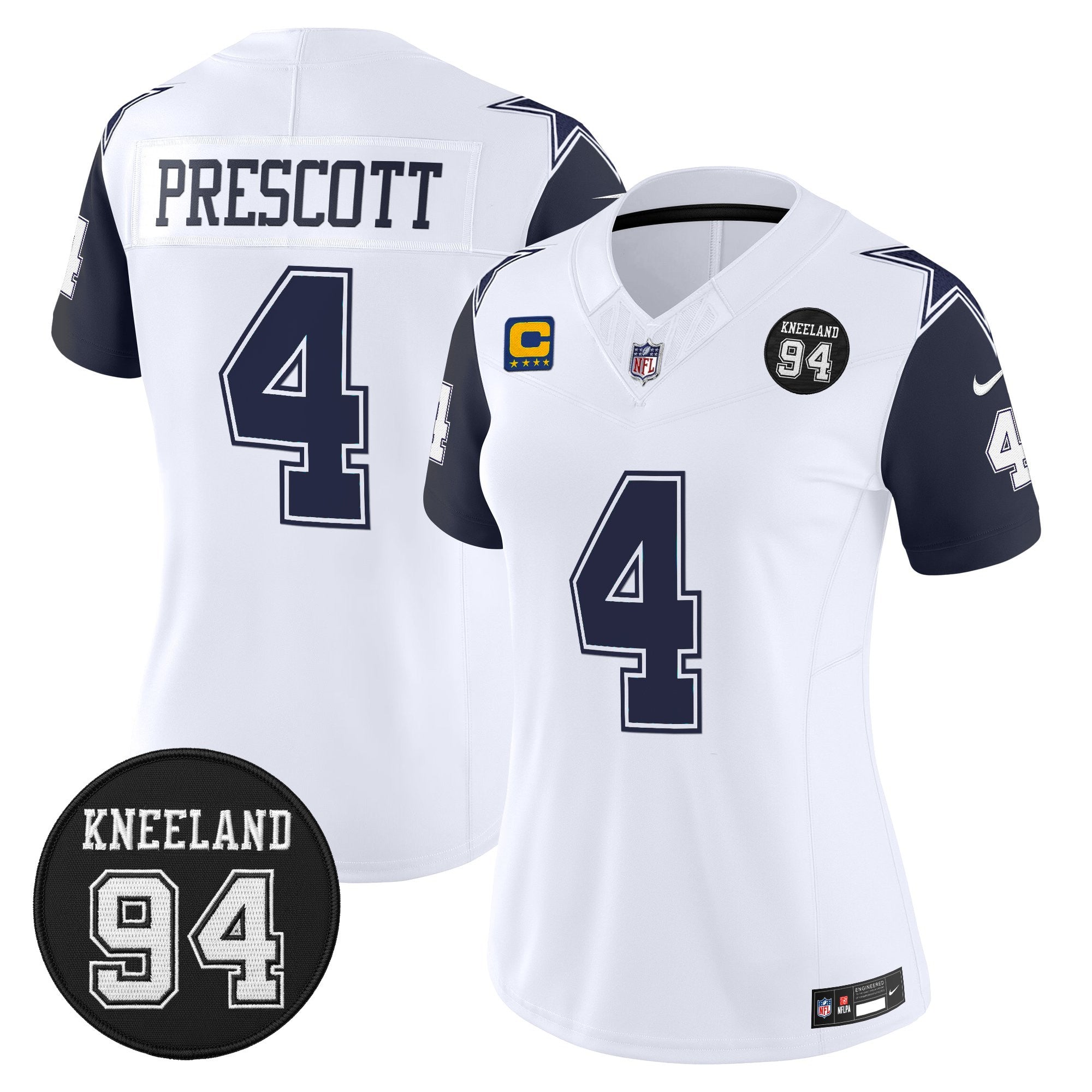 Women's Dallas Cowboys #94 Marshawn Kneeland Memorial Patch Vapor Limited Jersey - All Stitched
