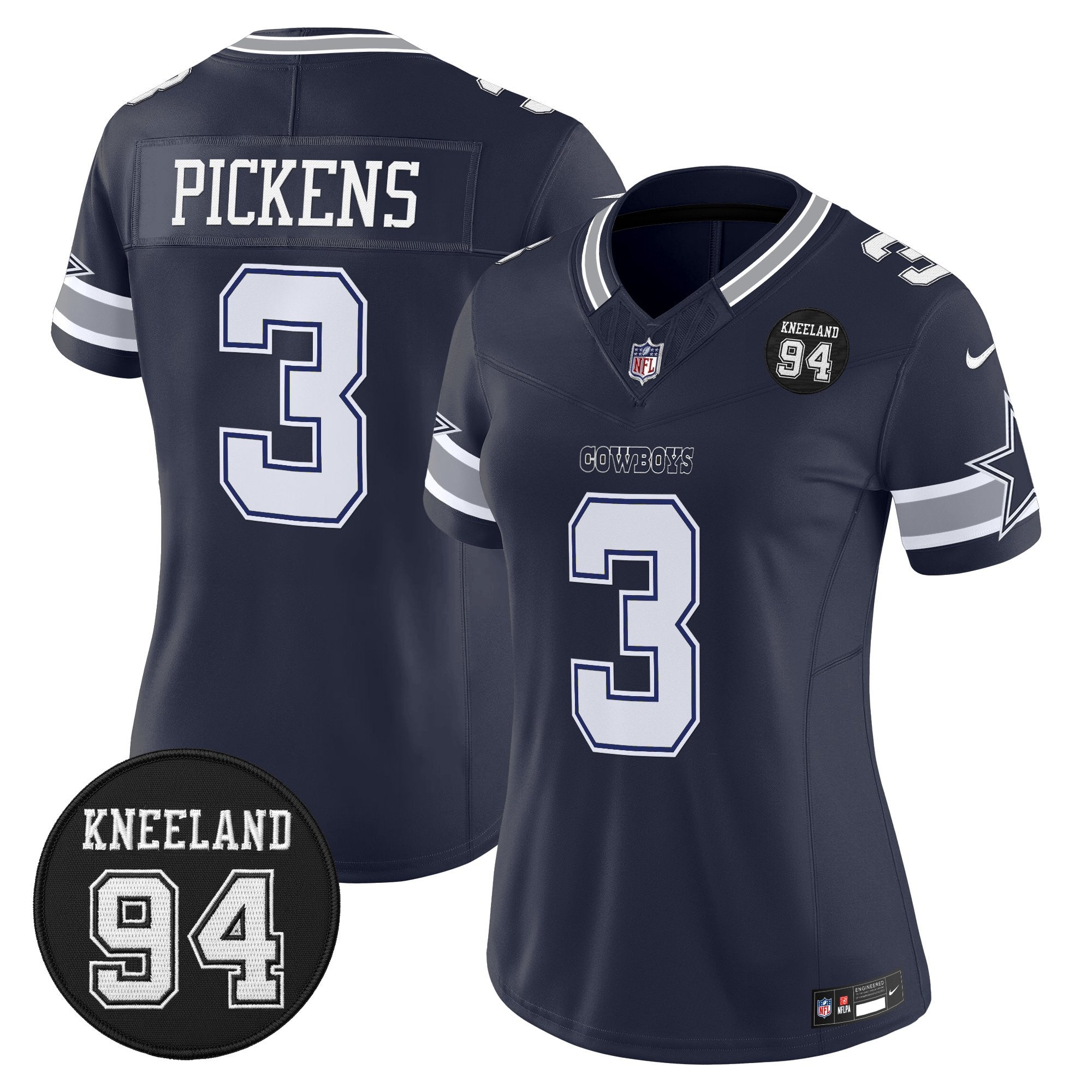 Women's Dallas Cowboys #94 Marshawn Kneeland Memorial Patch Vapor Limited Jersey - All Stitched
