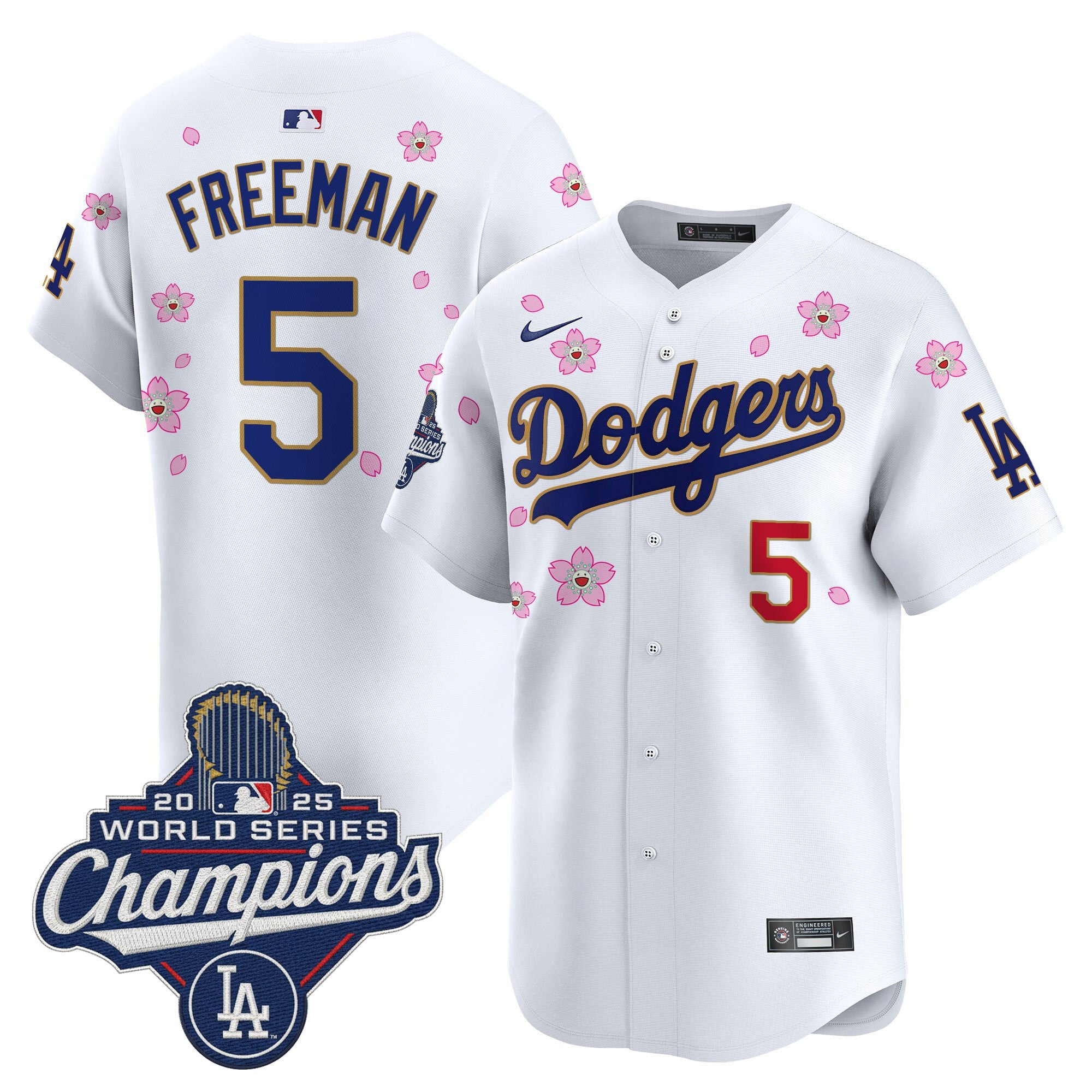 Men's Dodgers 2025 World Series Champions x Tokyo Series Gold Trim Vapor Premier Limited Jersey - Stitched