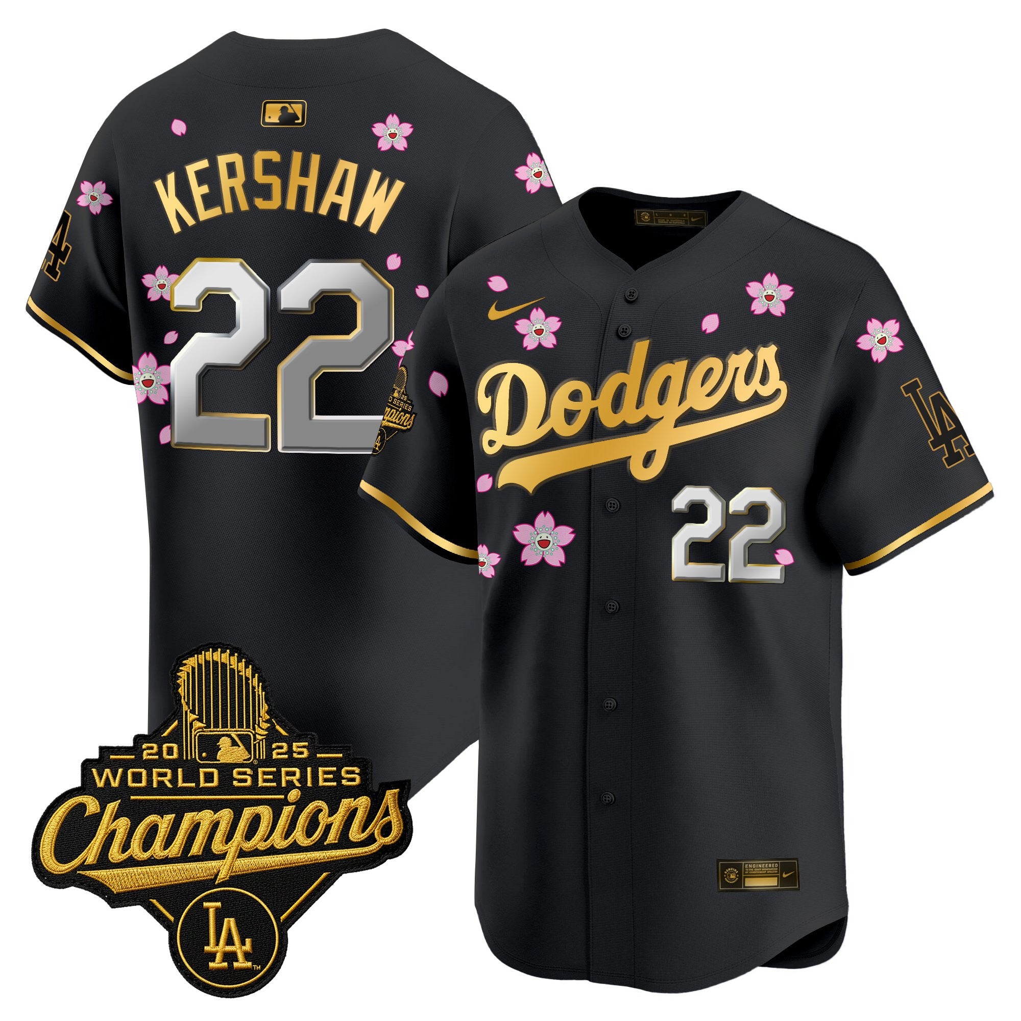 Men's Dodgers 2025 World Series Champions x Tokyo Series Gold Trim Vapor Premier Limited Jersey - Stitched