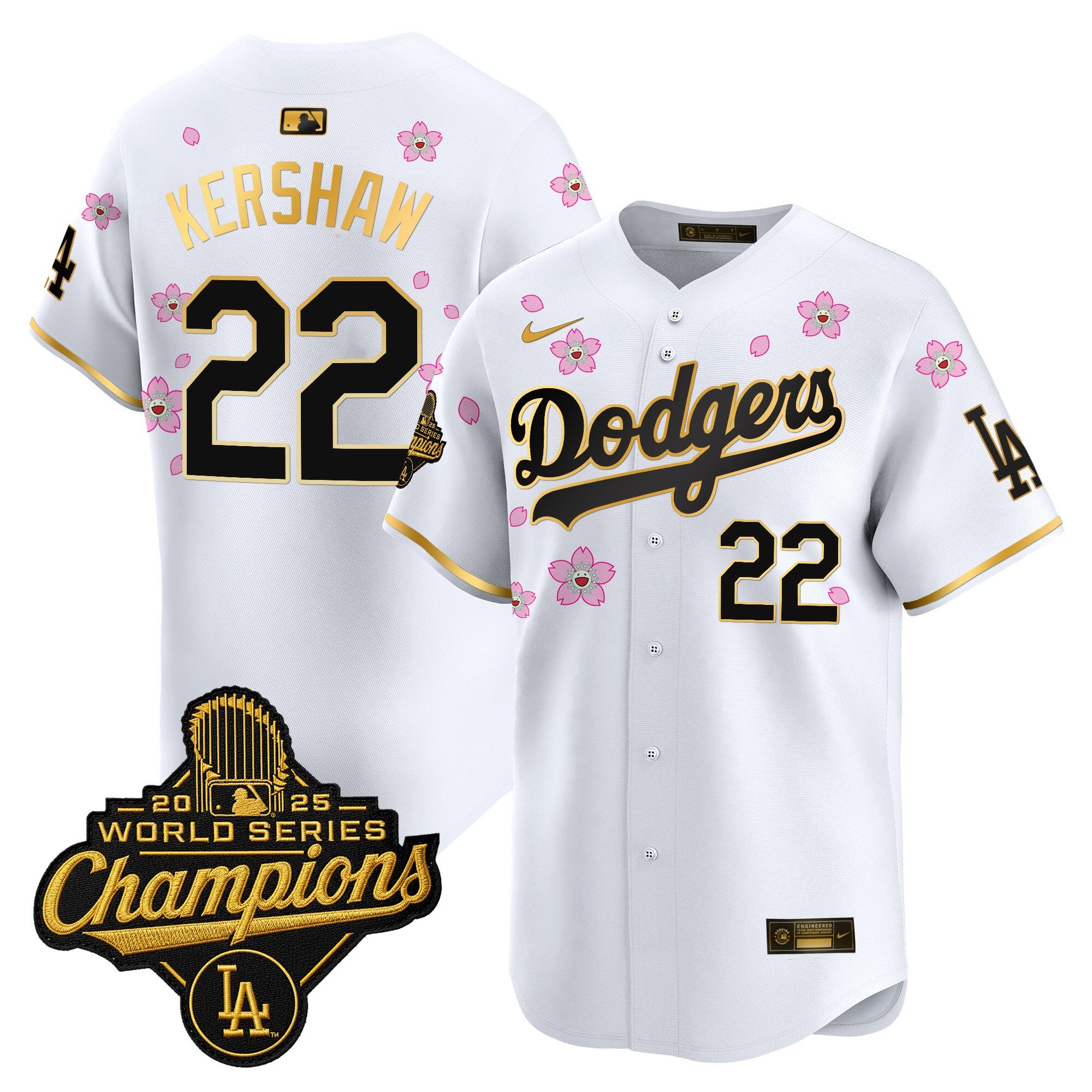 Men's Dodgers 2025 World Series Champions x Tokyo Series Gold Trim Vapor Premier Limited Jersey - Stitched