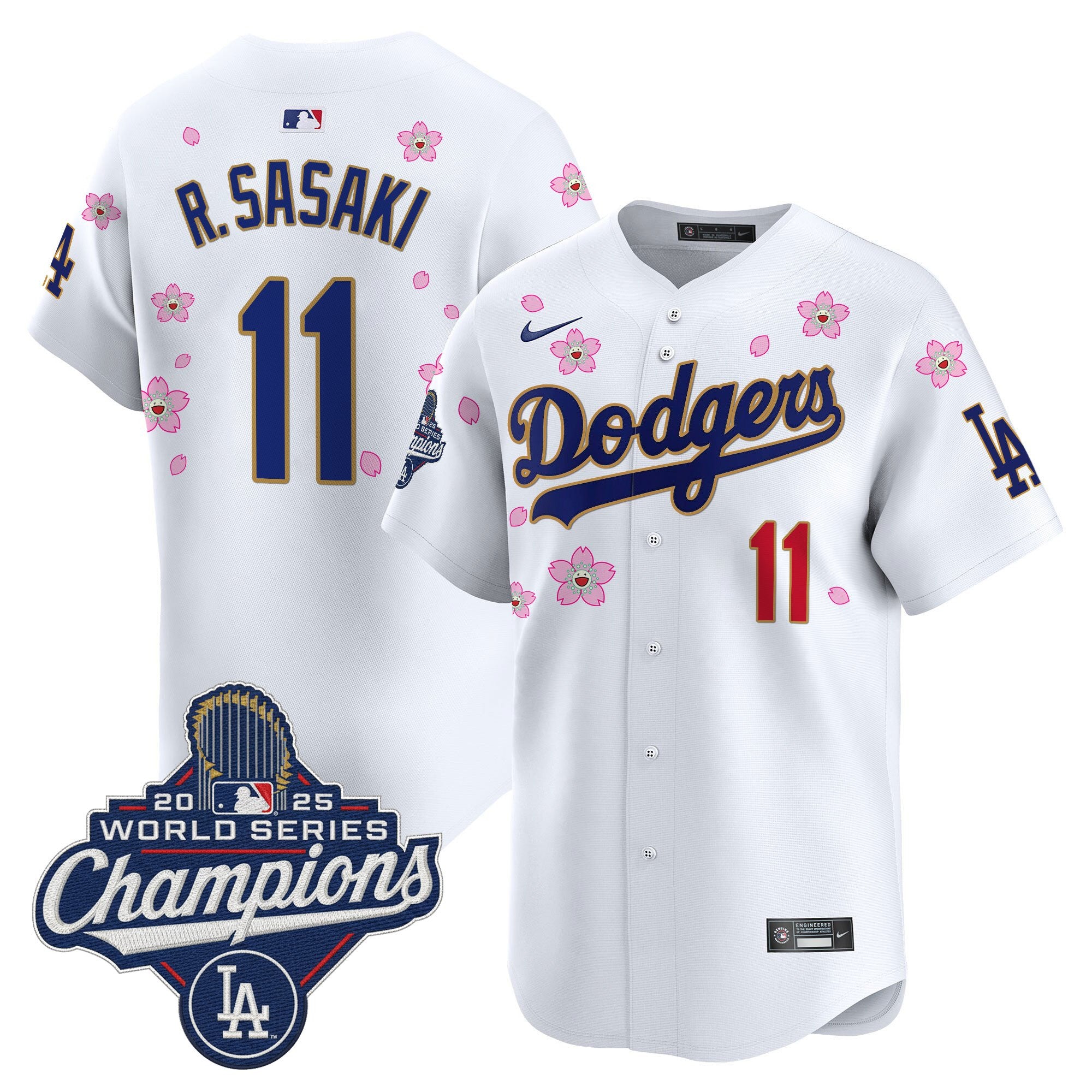 Men's Dodgers 2025 World Series Champions x Tokyo Series Gold Trim Vapor Premier Limited Jersey - Stitched