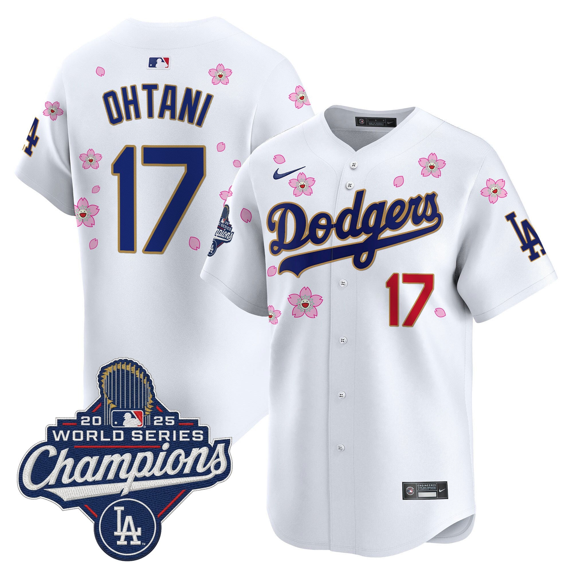 Men's Dodgers 2025 World Series Champions x Tokyo Series Gold Trim Vapor Premier Limited Jersey - Stitched