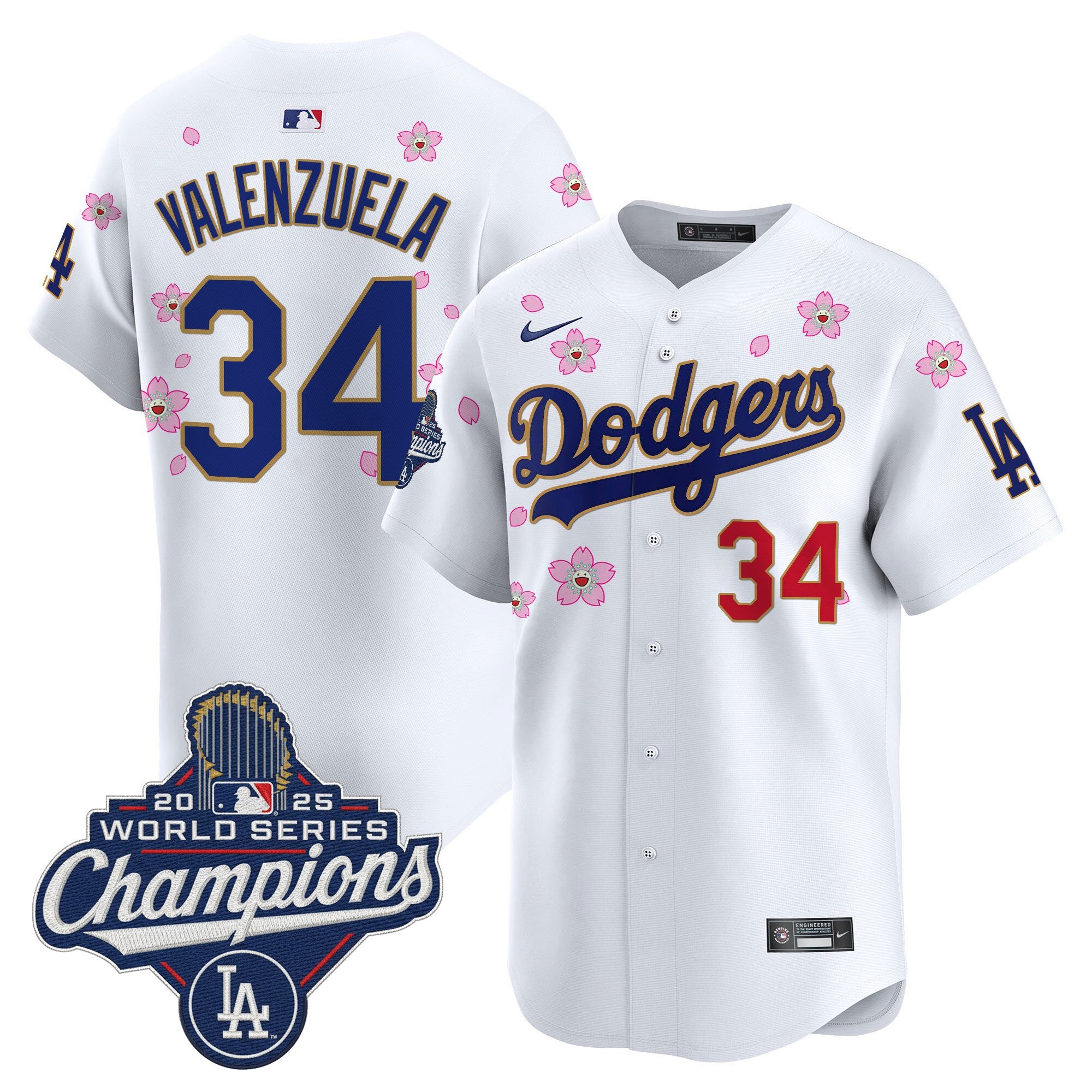 Men's Dodgers 2025 World Series Champions x Tokyo Series Gold Trim Vapor Premier Limited Jersey - Stitched