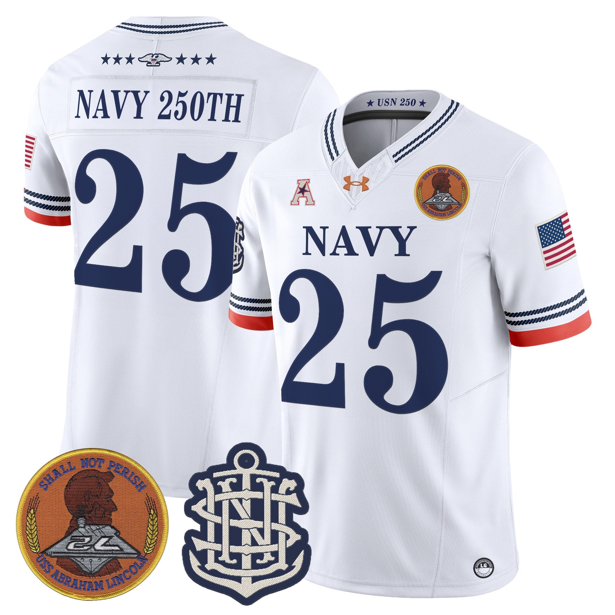 Men's Navy Midshipmen 250th Anniversary Vapor Limited Jersey - Stitched