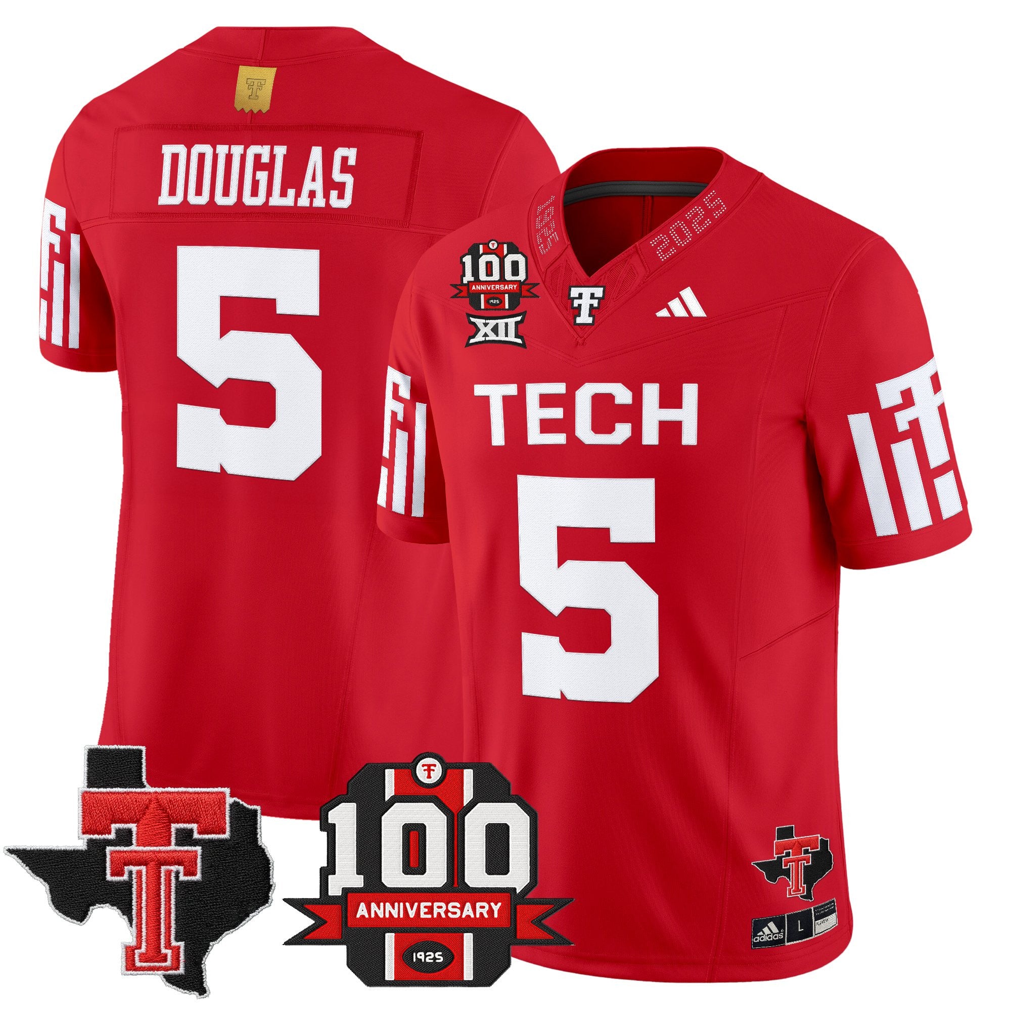 Men's Texas Tech Red Raiders 2025 Vapor Limited Jersey - 100th Anniversary & Texas Patch - All Stitched